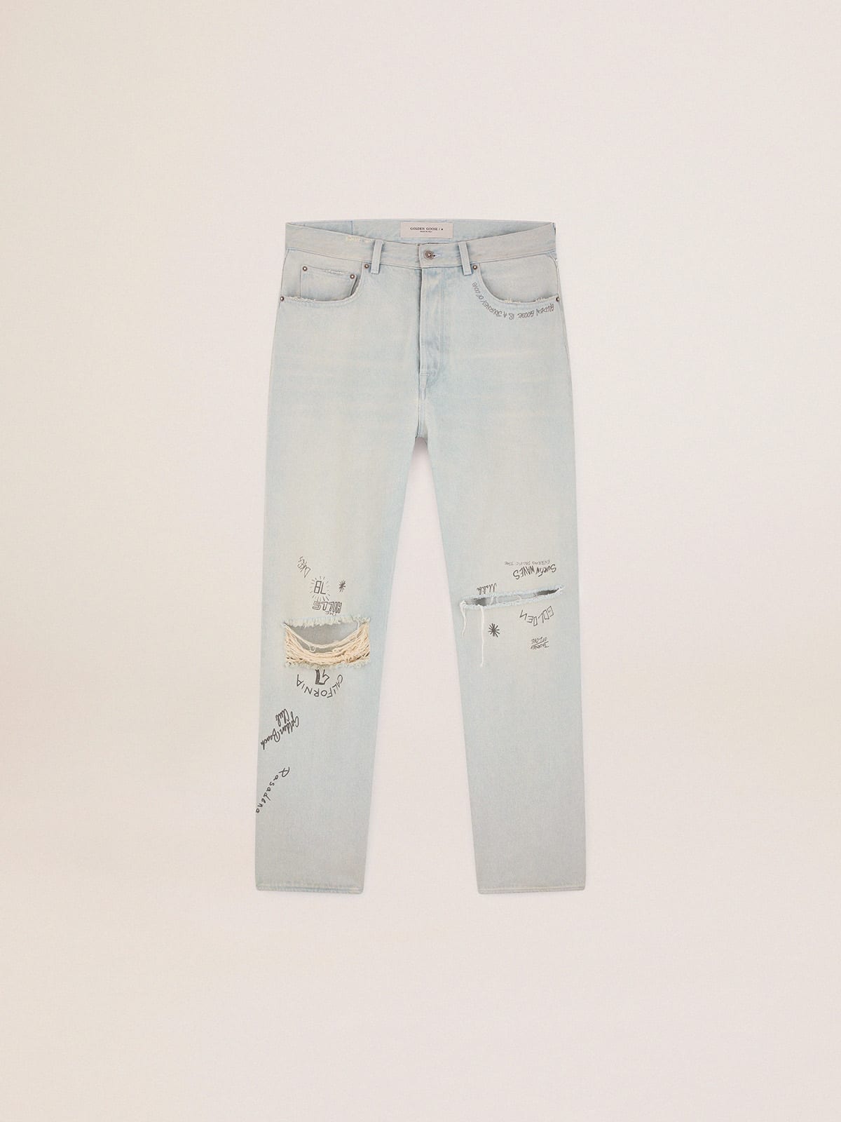 Golden Goose - Men's bleached jeans with distressed treatment in 