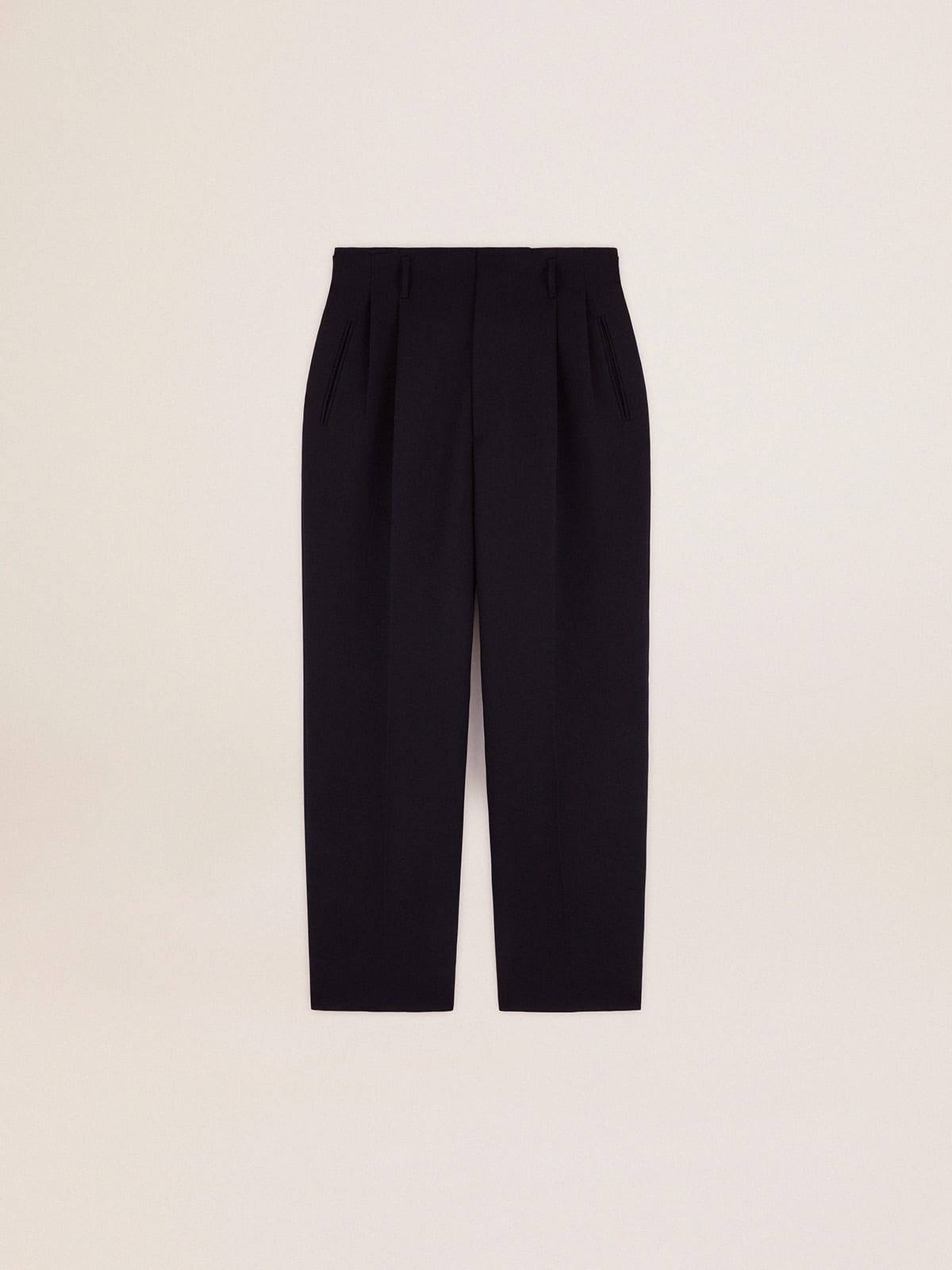 Men's wide leg pants in dark blue wool