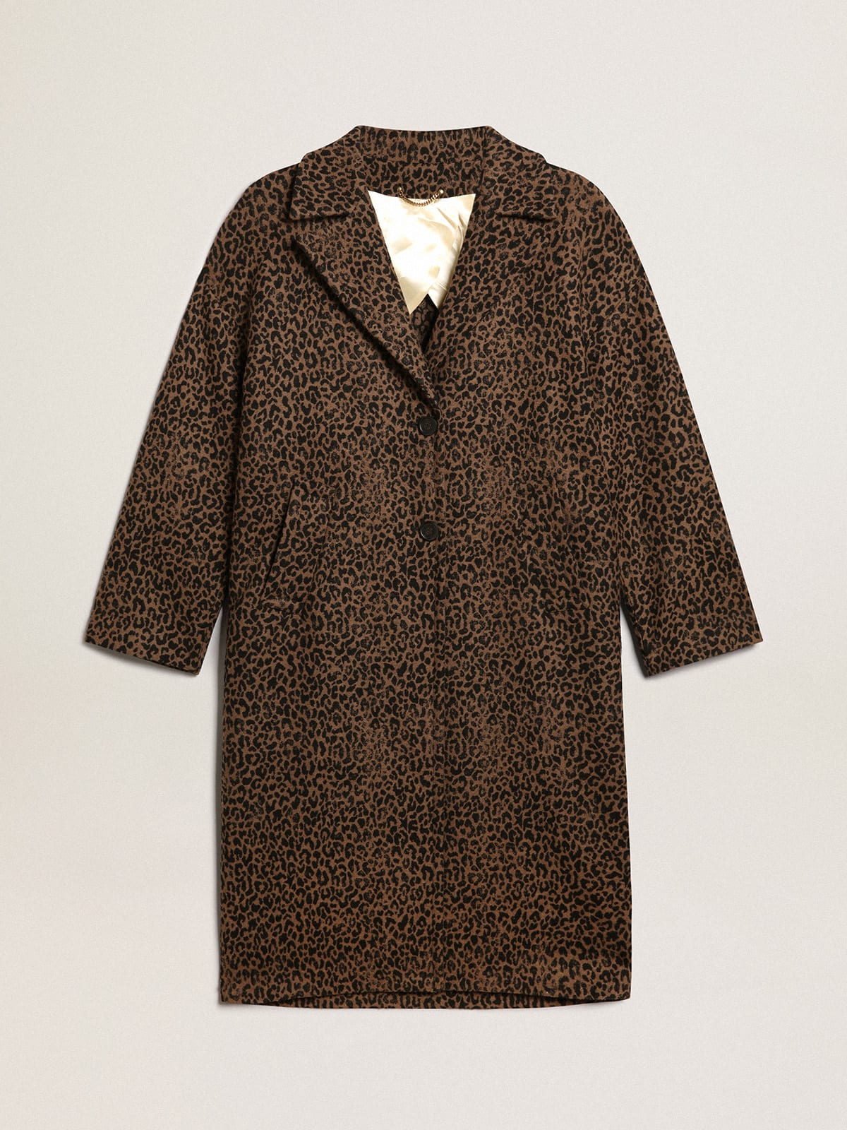 Golden Goose - Single-breasted cocoon coat in wool with jacquard animal print in 