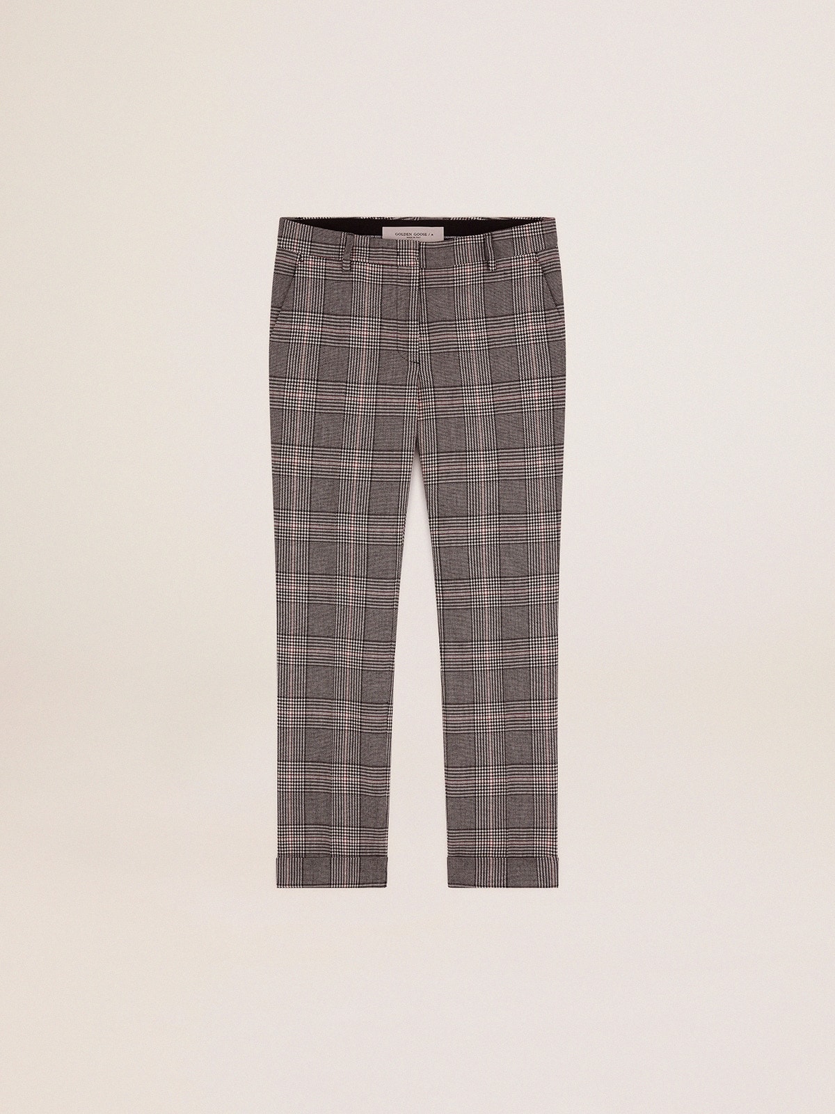 Blue Plaid Pants With Detachable Chain