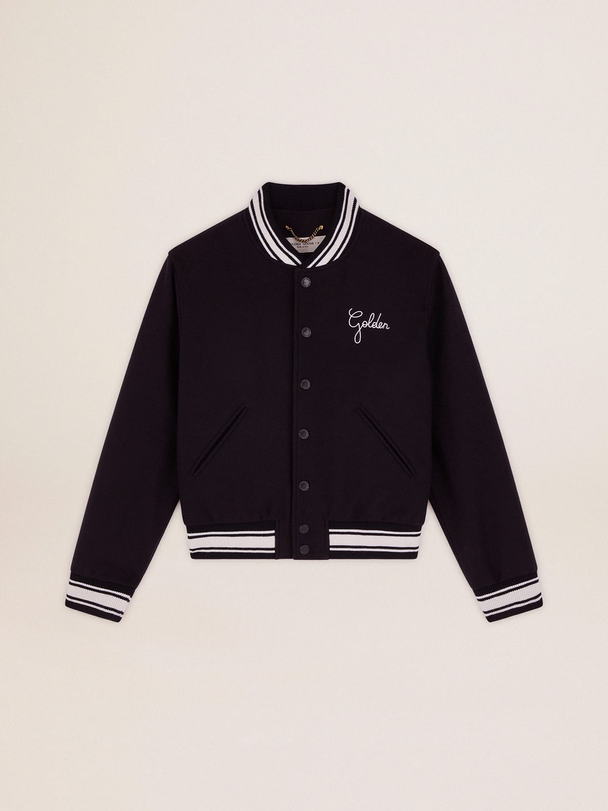 Golden Goose - Women's bomber jacket in dark blue wool with white details in 