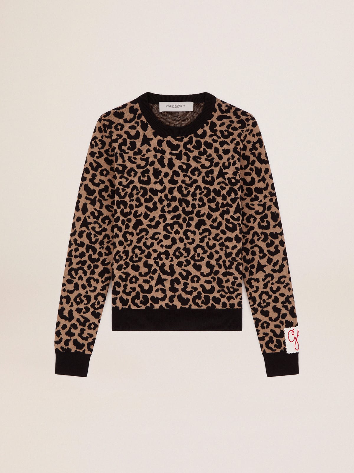 Golden Goose - Round-neck sweater in wool with jacquard animal print in 