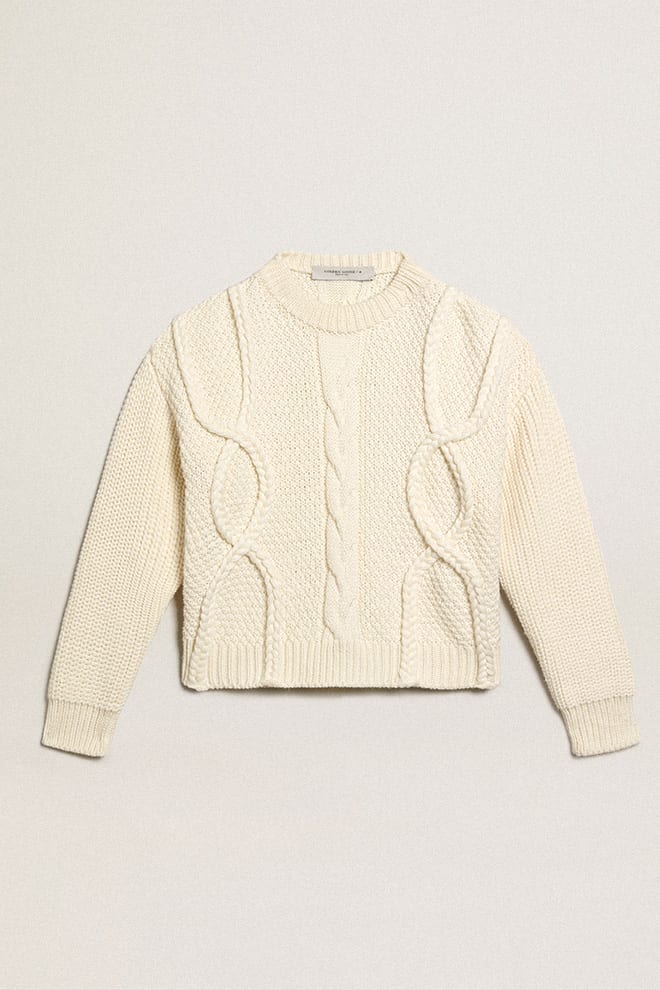 Golden Goose - Women’s round-neck sweater in wool with braided motif in 