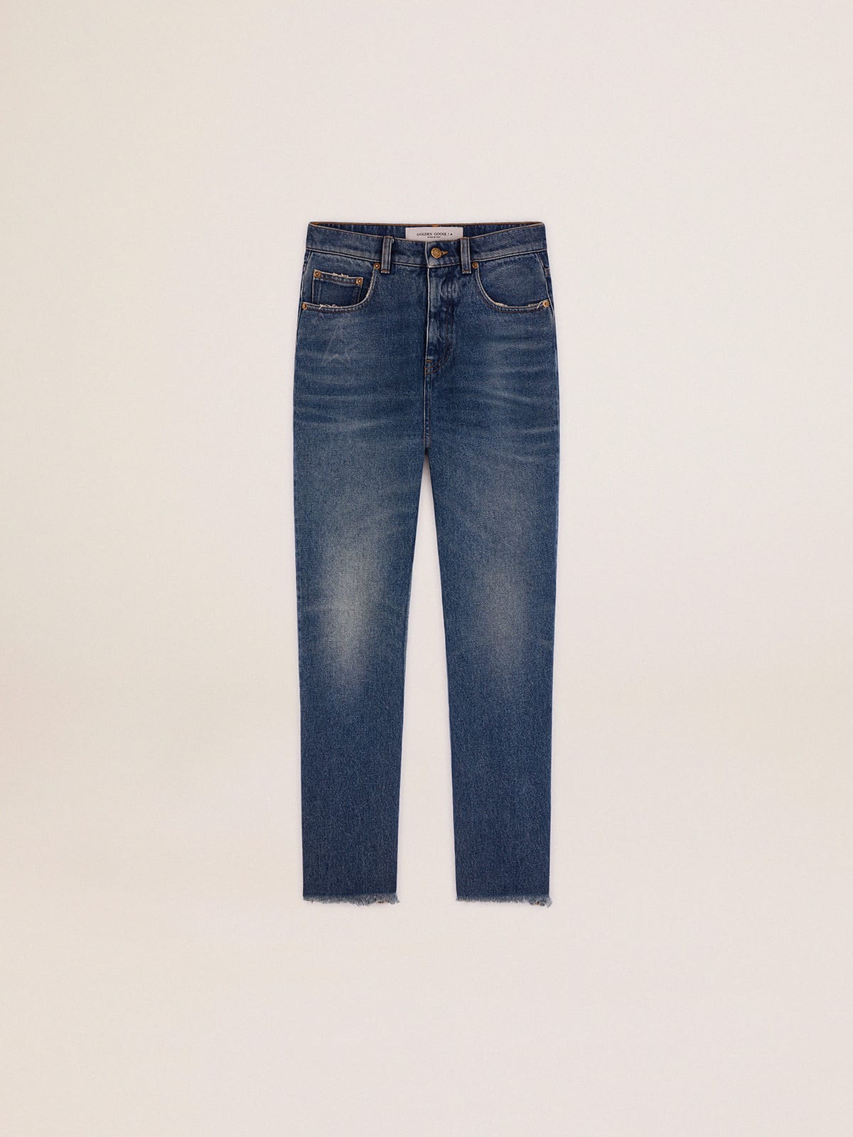 Medium blue crop flare jeans