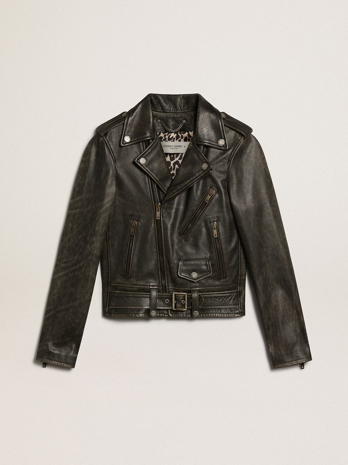 Ladies leather 2024 bike jacket