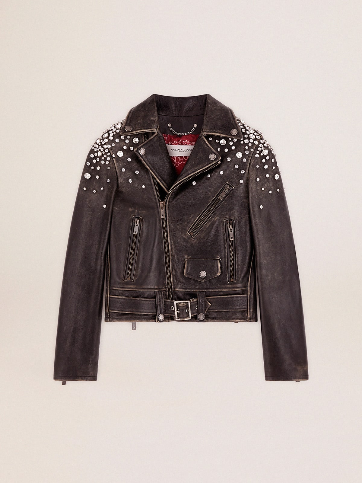 Womens Black Studded Leather Jacket - Biker Style Leather Jacket