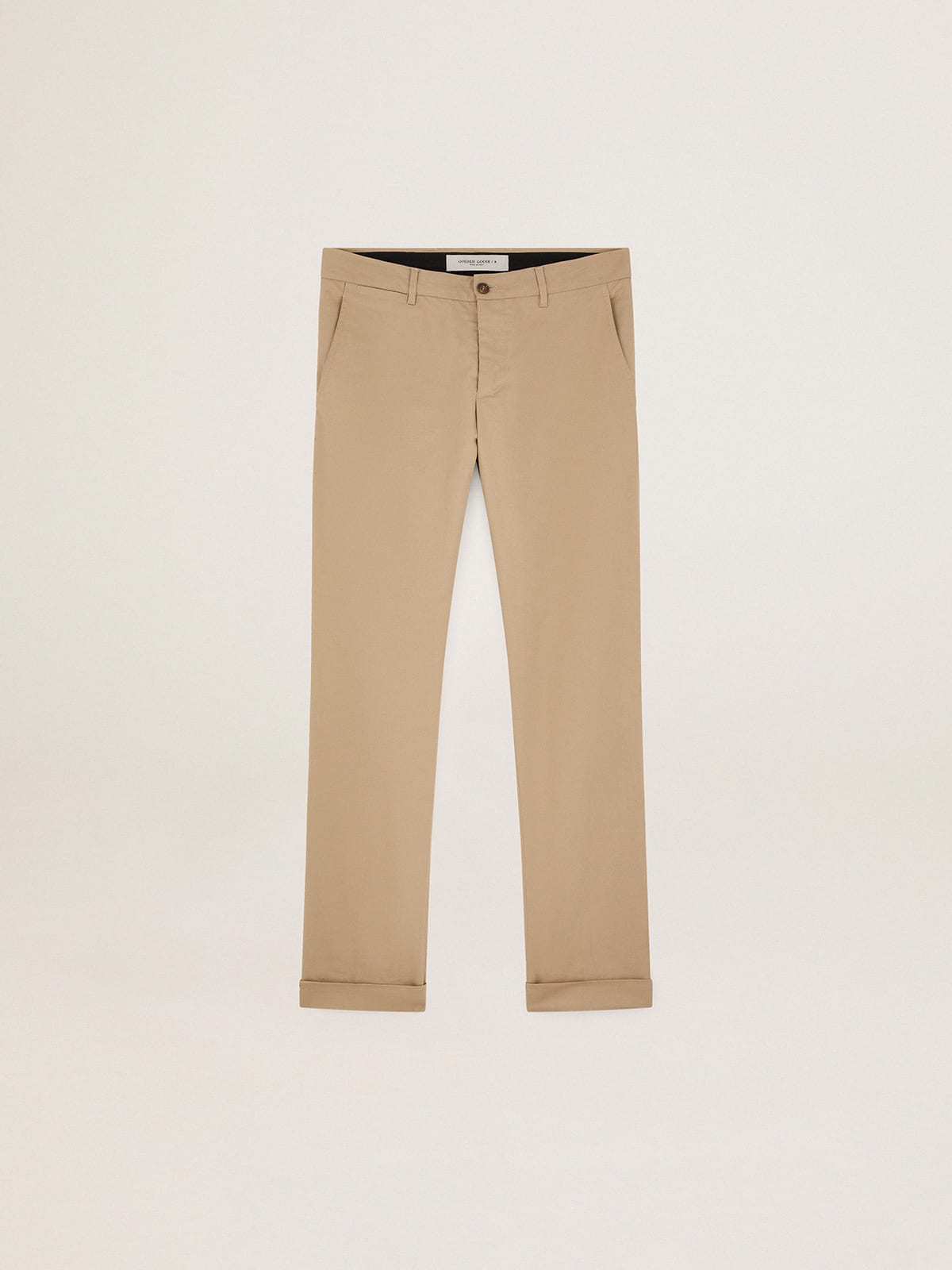 Pantalones chinos de algodón beige para hombre