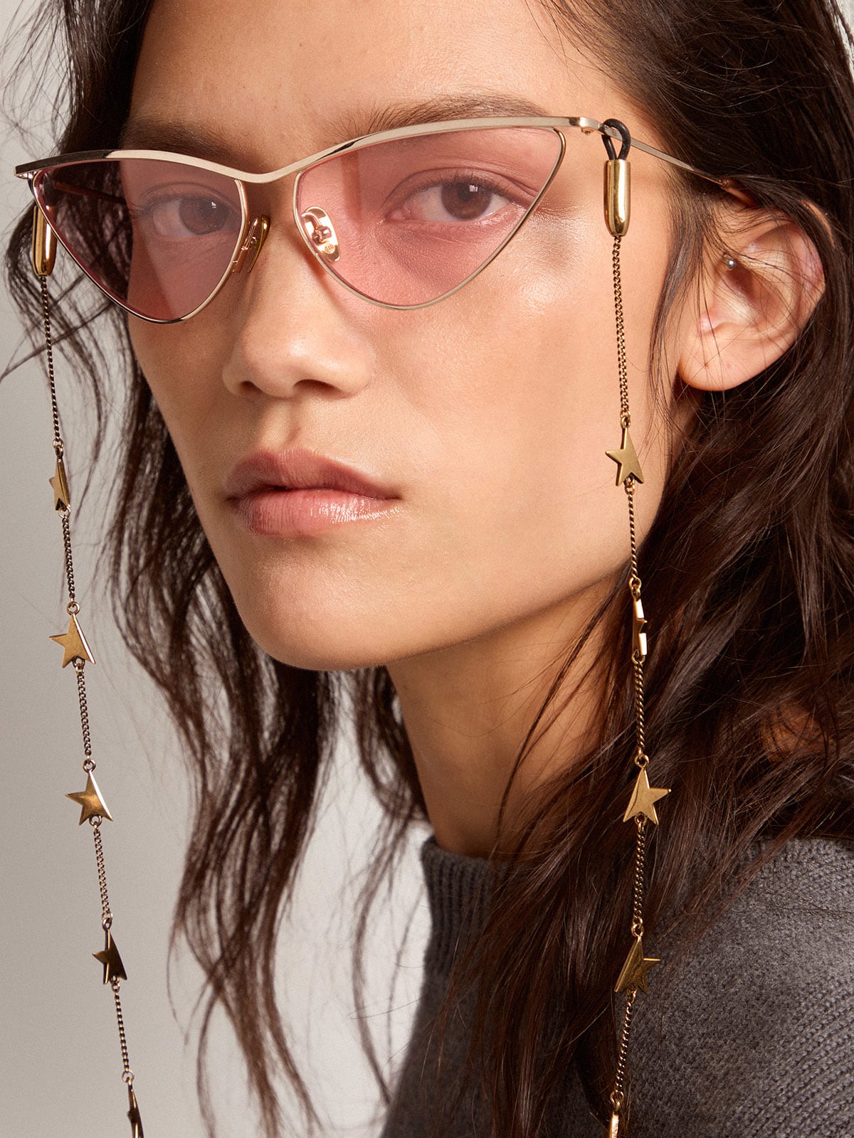 Golden Goose - Star Jewelmates Collection glasses chain in old gold color in 