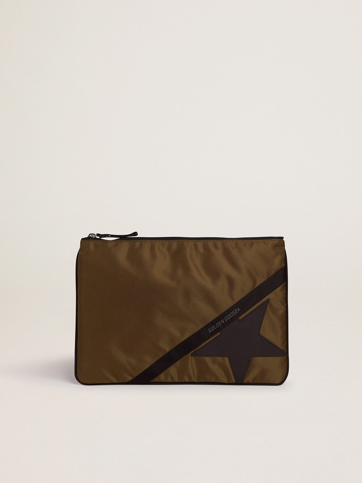 Golden Goose - Large military-green nylon Journey pouch in 