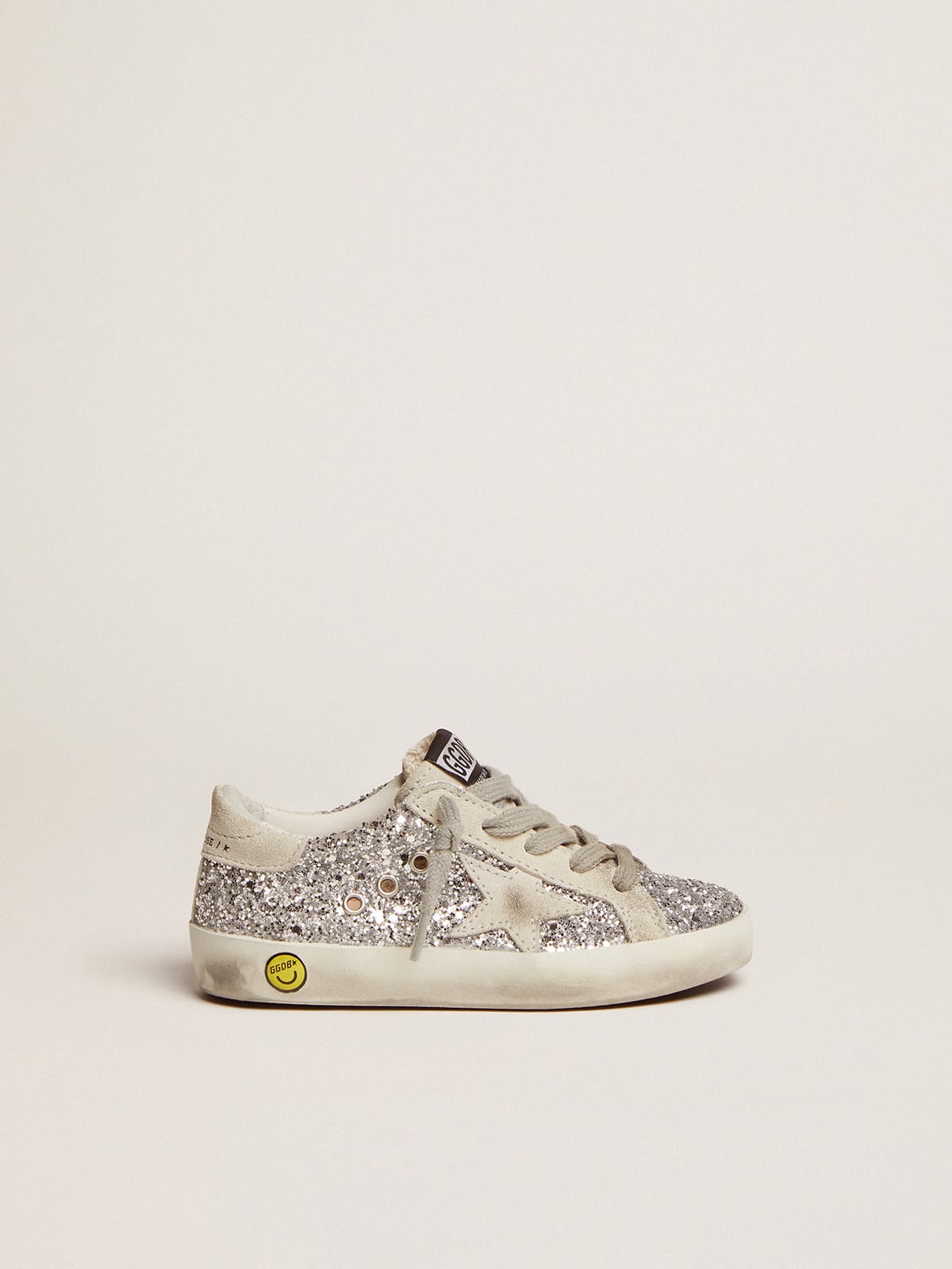 Golden Goose - Junior Super-Star with silver glitter and suede details in 