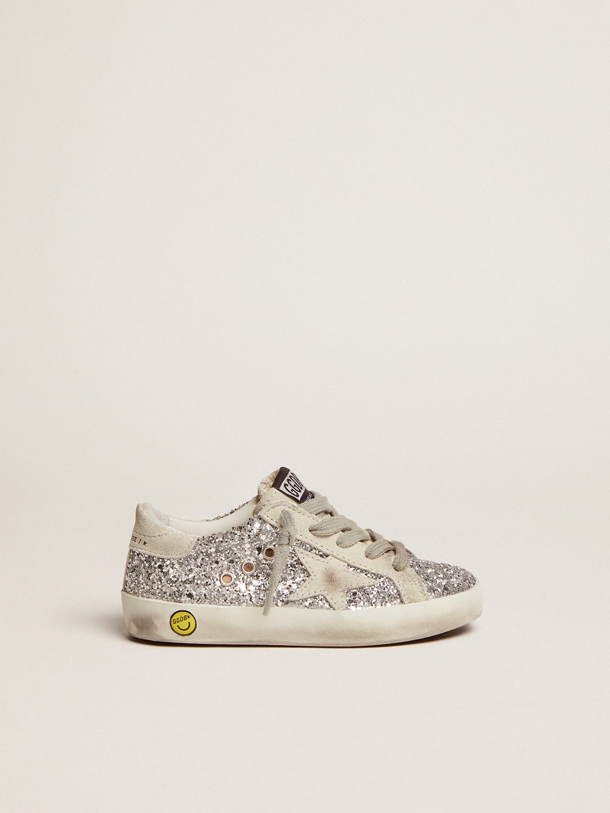 Golden Goose - Super-Star Junior à paillettes argentées et détails en daim in 