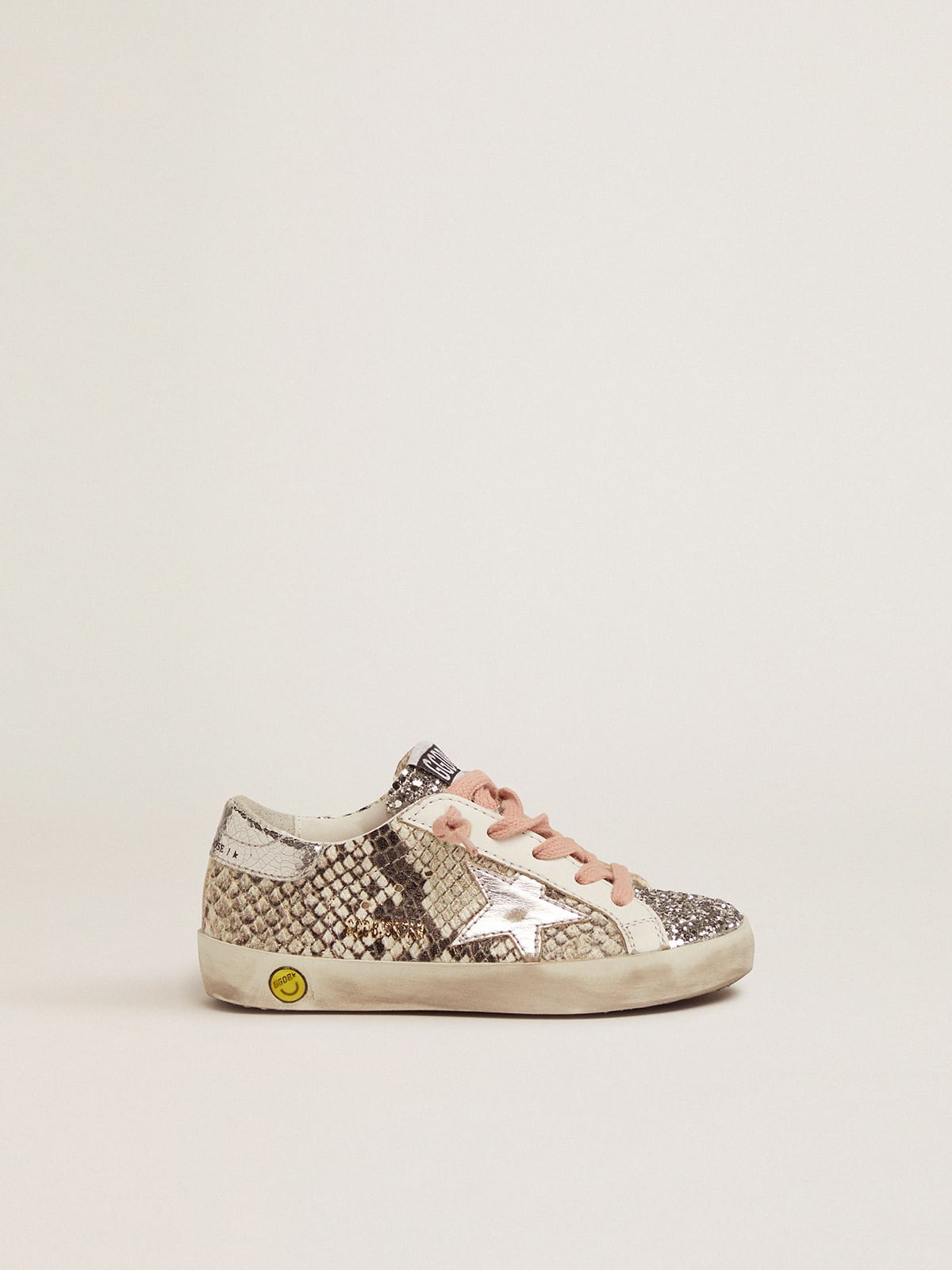 Super-Star junior sneakers in snakeskin-effect leather with glittery ...