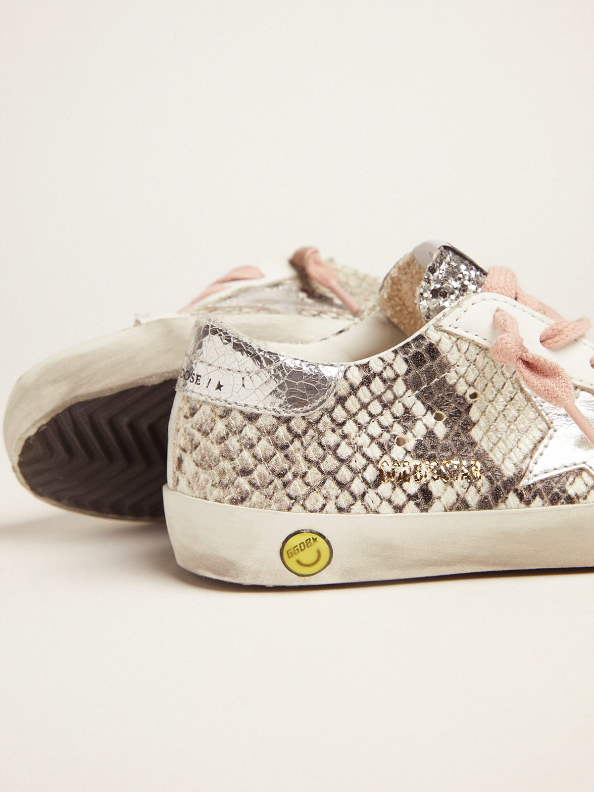 SuperStar junior sneakers in snakeskineffect leather with glittery
