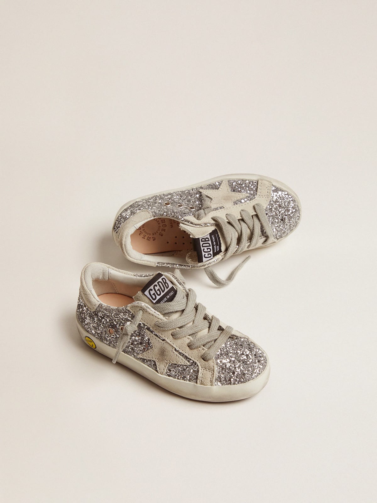 Golden Goose - Super-Star sneakers with silver glitter and suede inserts in 