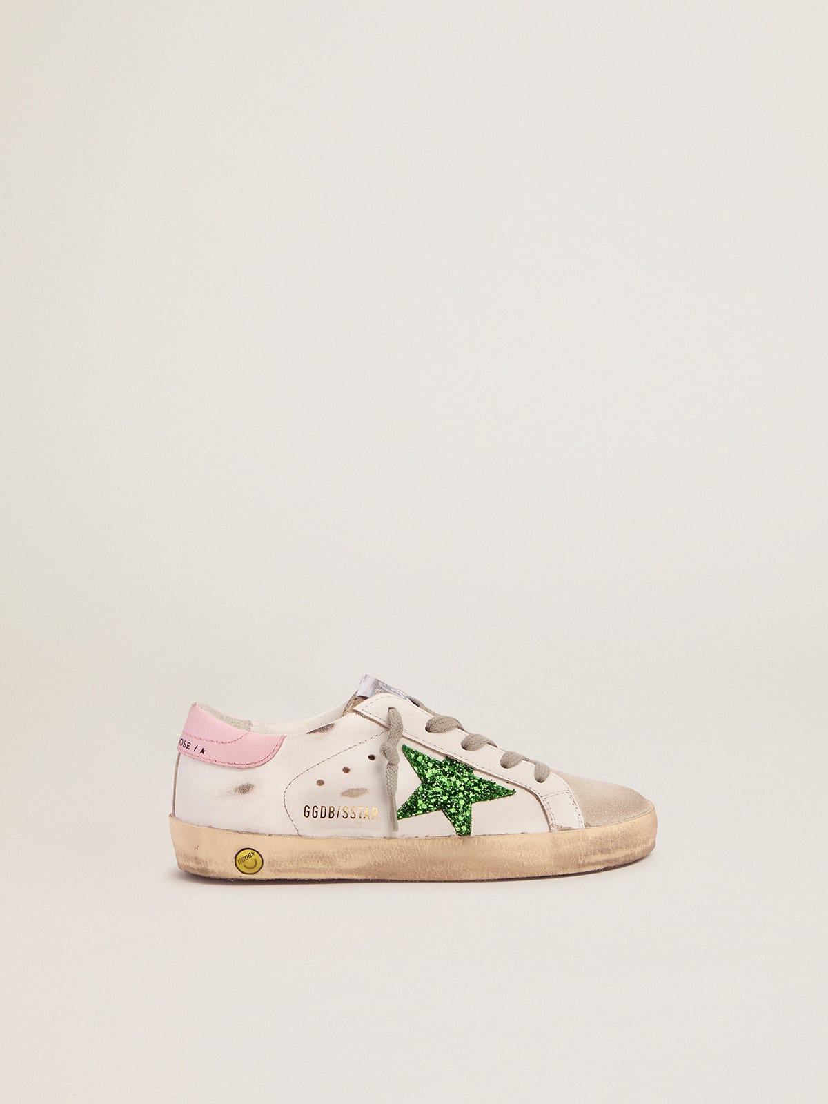 Sneakers Super Star young avec toile paillettes vertes et