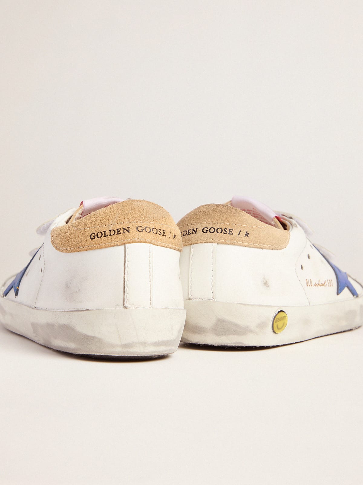 Golden Goose - Sneakers Old School young avec fermeture à scratch et étoile bleue in 