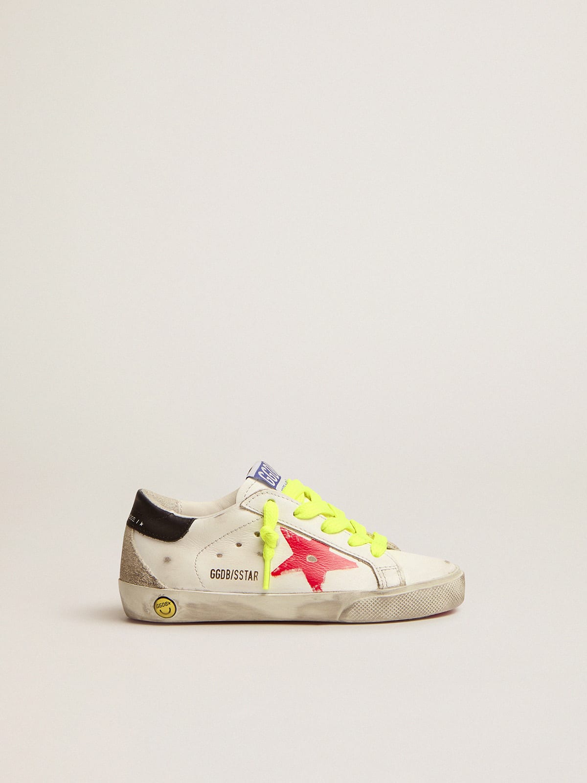 Junior Super Star sneakers with red screen printed star and black heel tab