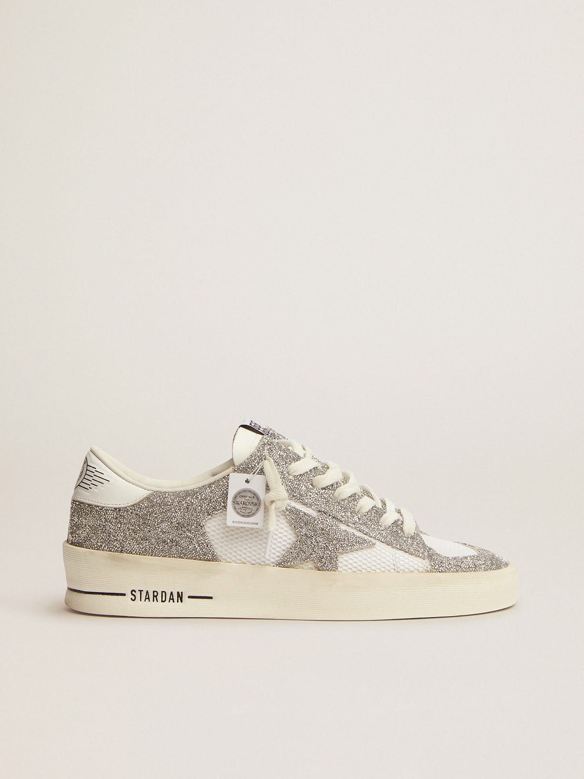Stardan sneakers in white leather with silver crystals | Golden Goose