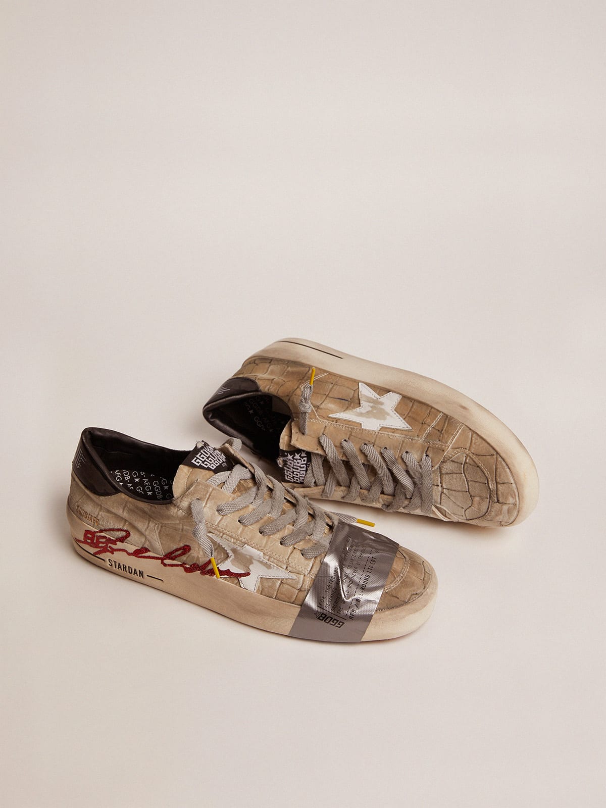 Stardan LAB sneakers with silver velvet upper and crocodile print | Golden  Goose