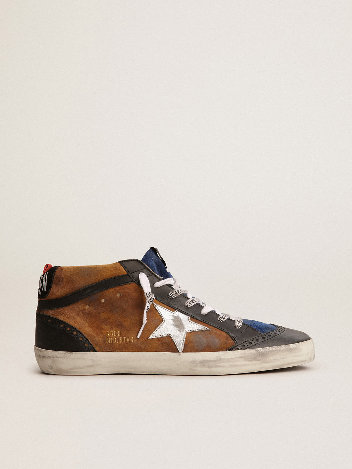Mid Star sneakers in bronze-colored suede with black leather details |  Golden Goose