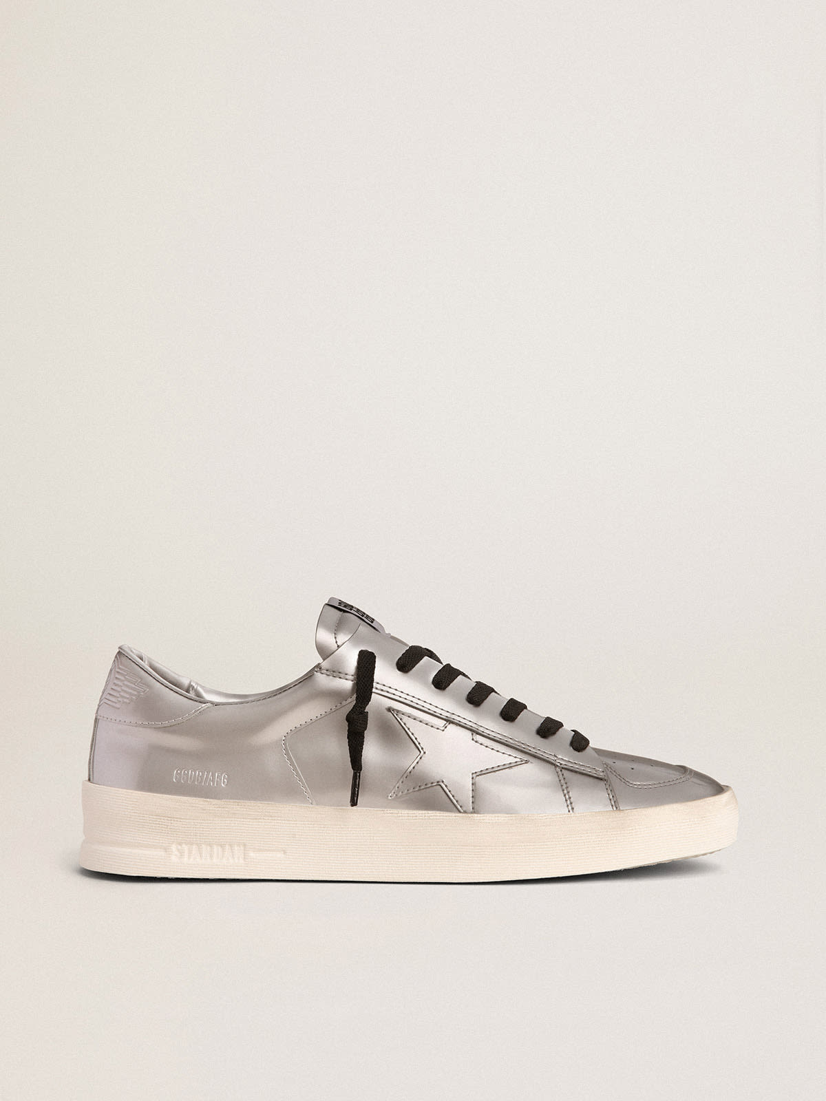 Stardan sneakers in silver laminated leather | Golden Goose