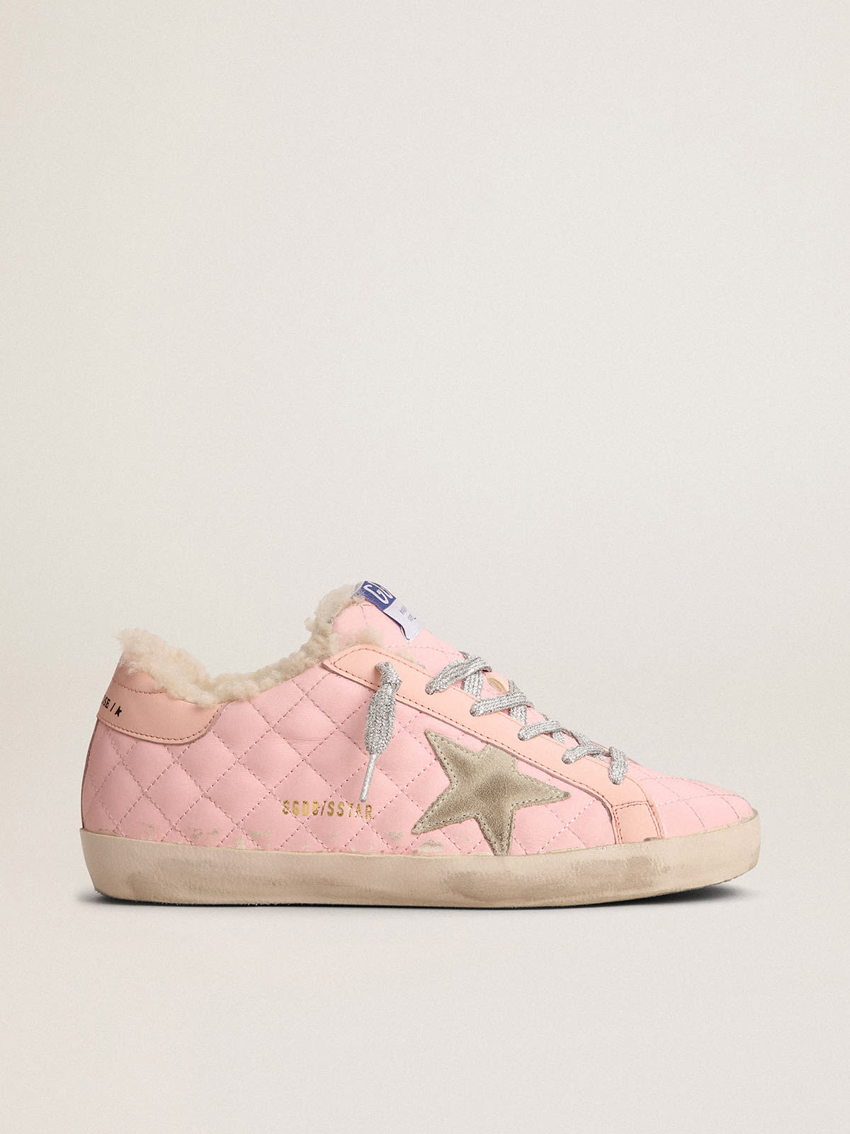 Golden Goose - Super-Star sneakers in pink quilted leather with shearling lining in 