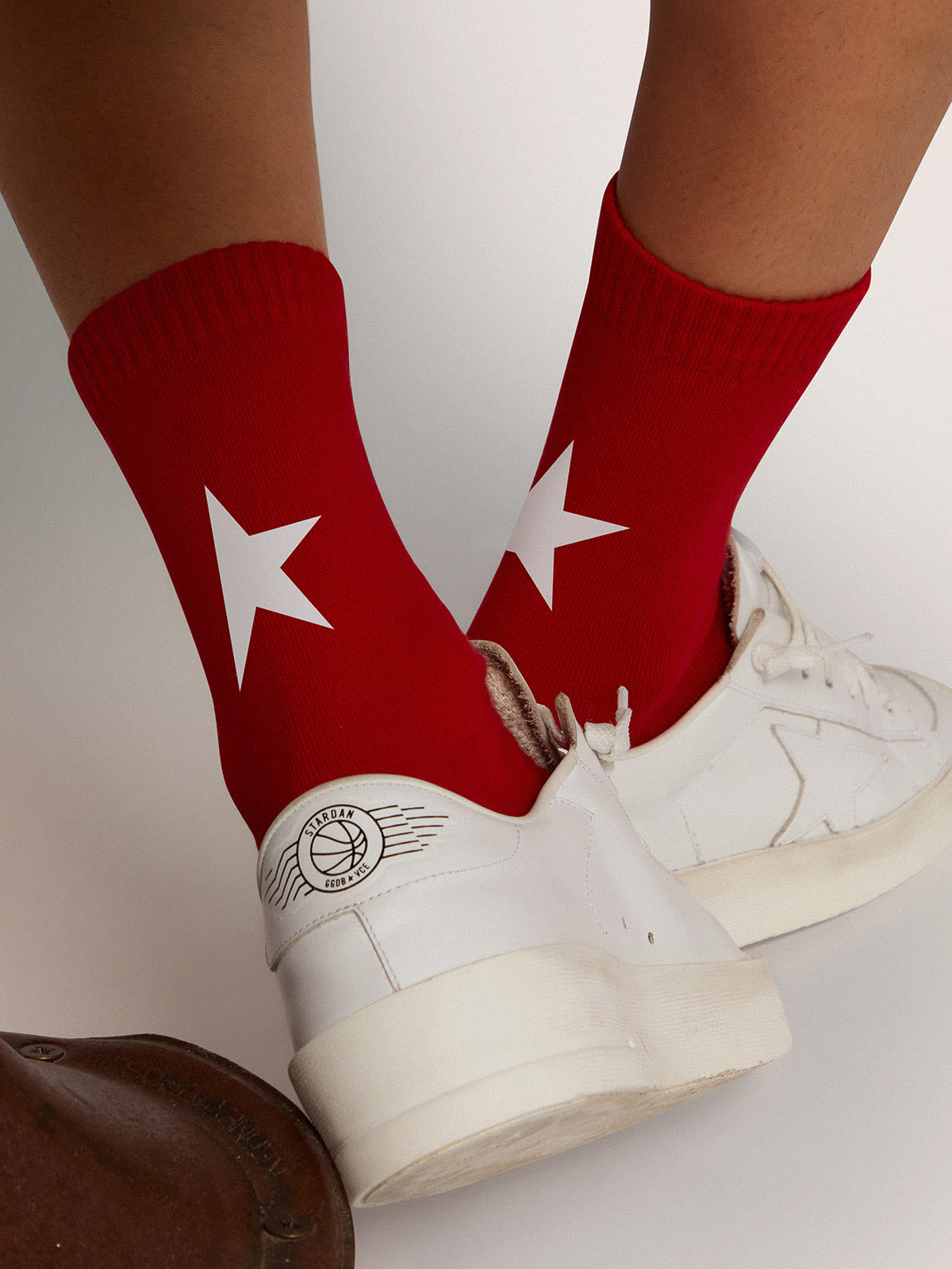 Calcetines rojos de algodón con estrella Golden Goose blanca Golden Goose
