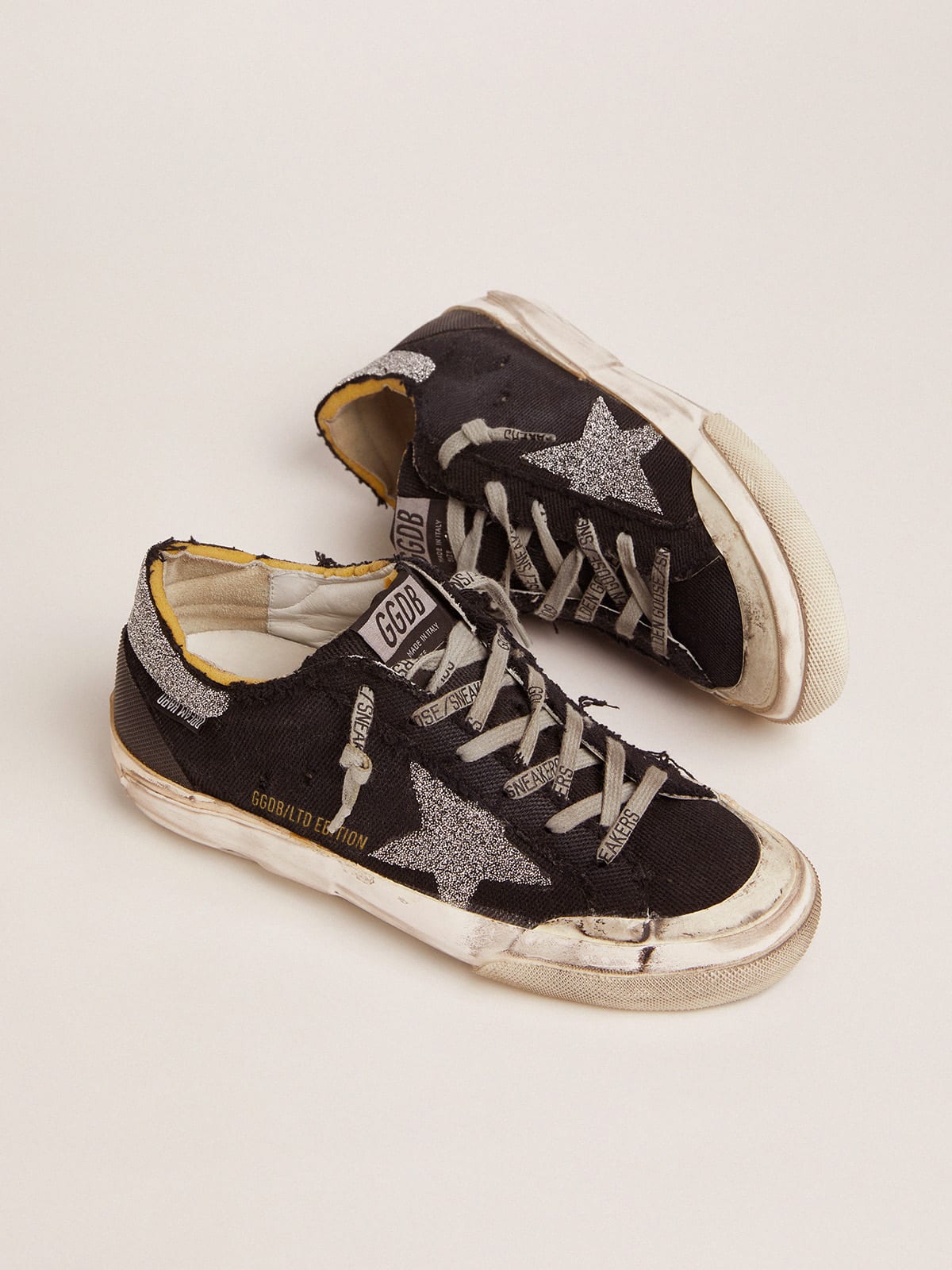 Distressed store canvas sneakers