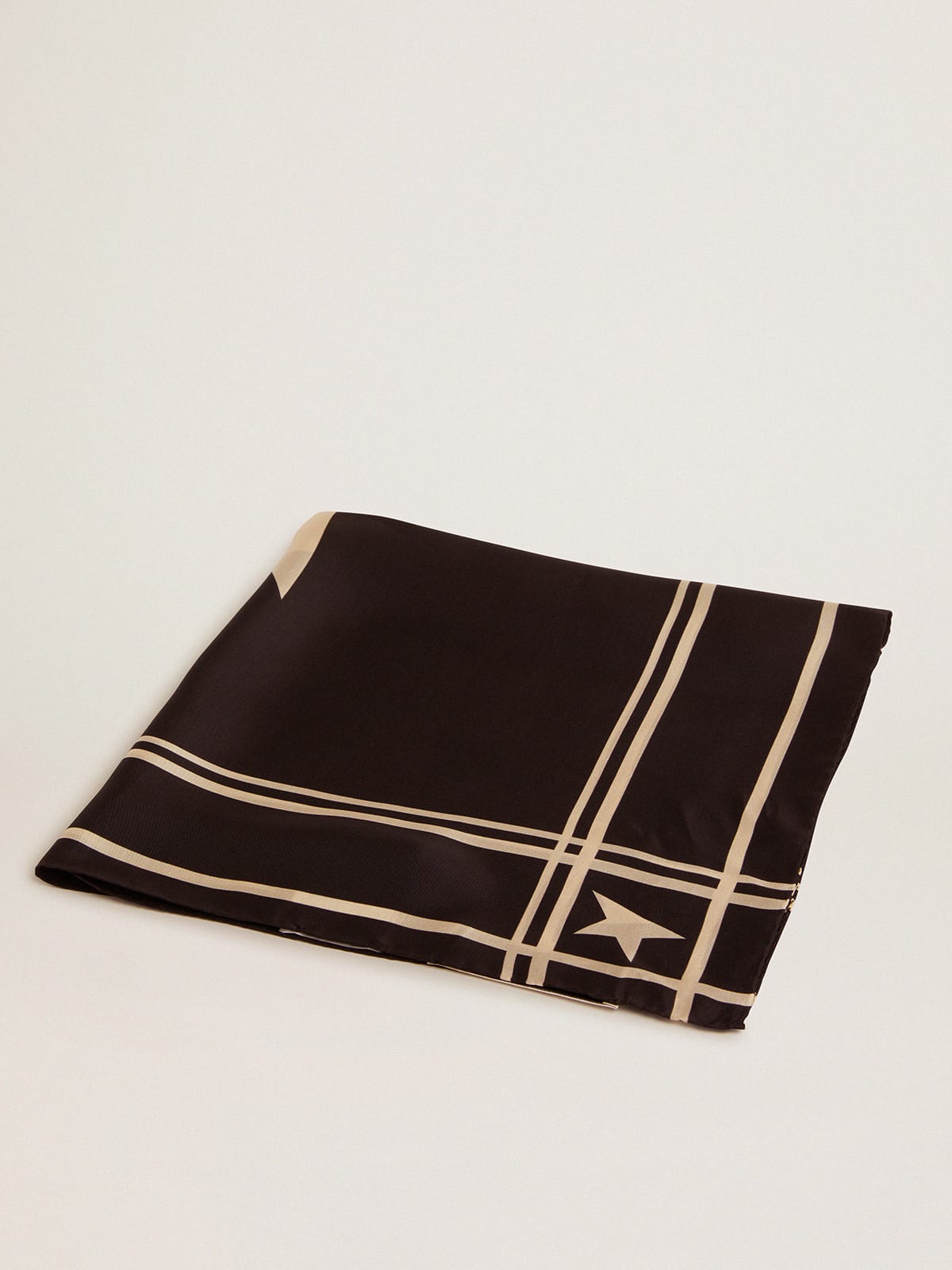 Golden Goose - Black foulard with contrasting white stripes and stars in 