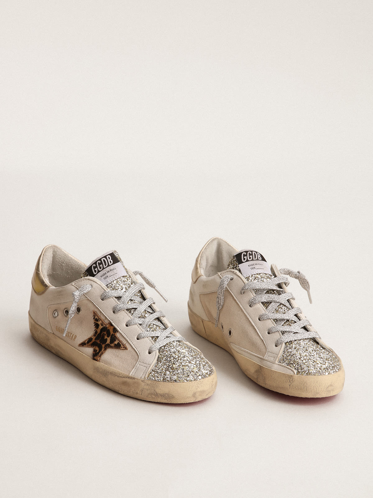 Women\'s Super-Star with glitter tongue and leopard pony skin star | Golden  Goose
