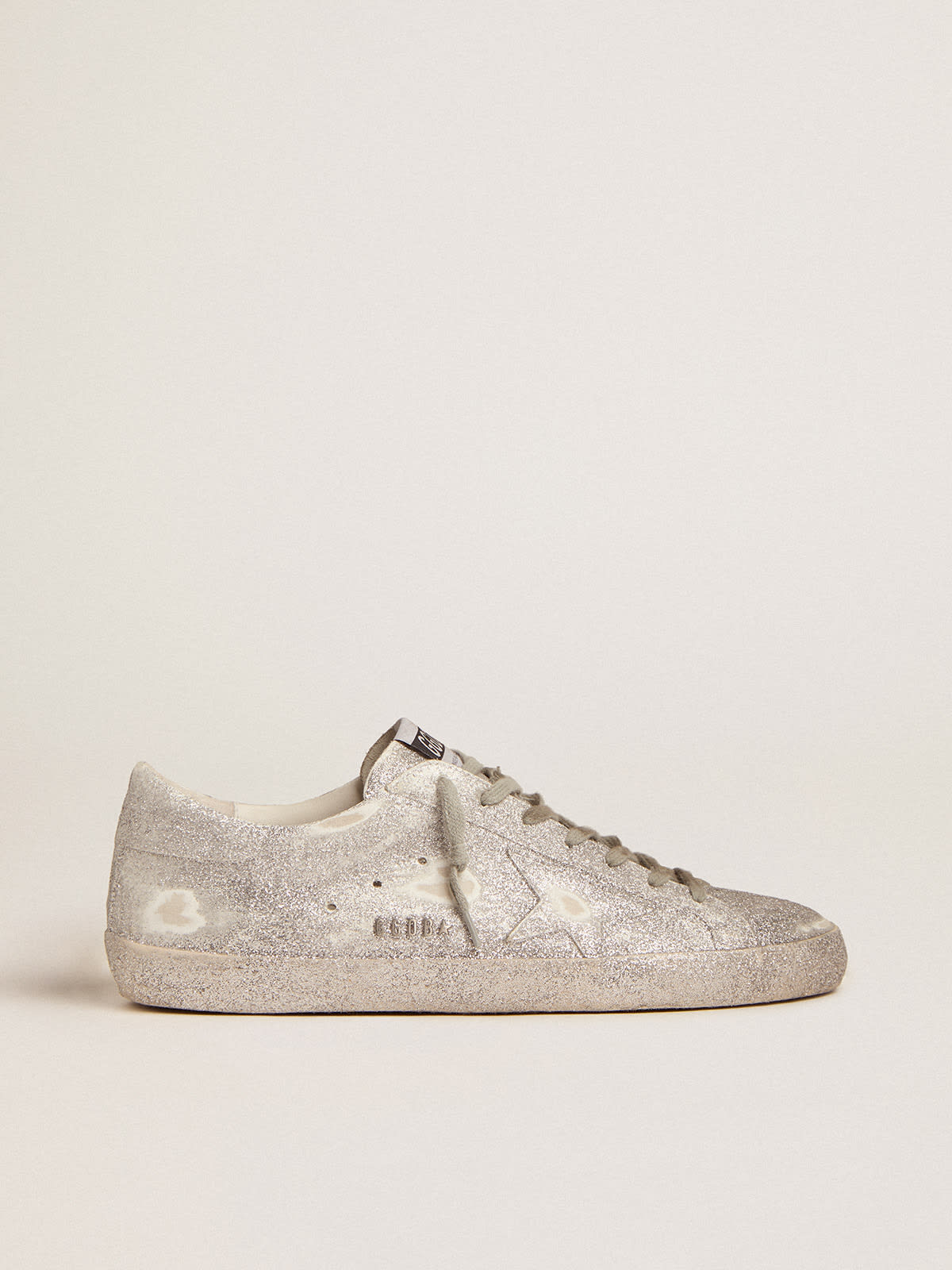 Women\'s Super-Star in silver leather with all-over glitter | Golden Goose