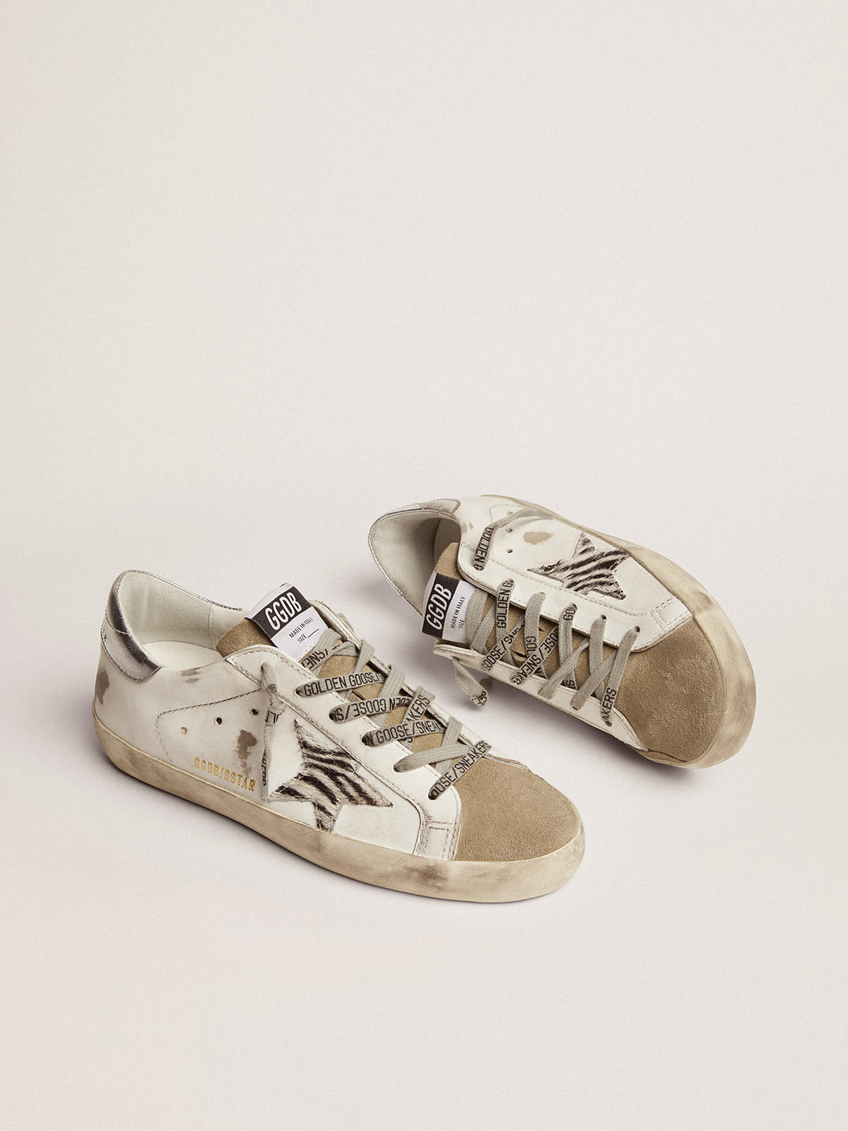 GOLDEN GOOSE Super-Star sneakers white leather-silver heel tab 