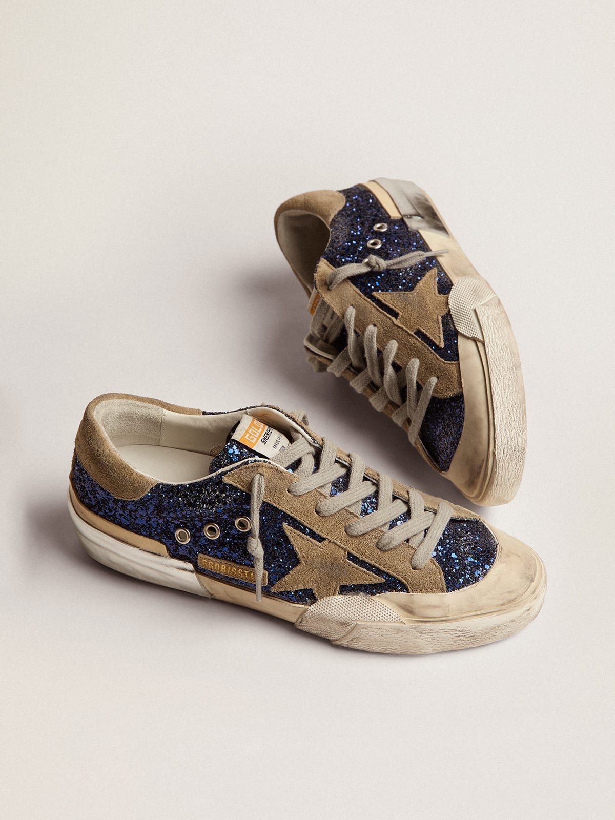 Golden Goose - Super-Star sneakers in blue glitter with dove-gray suede star   in 