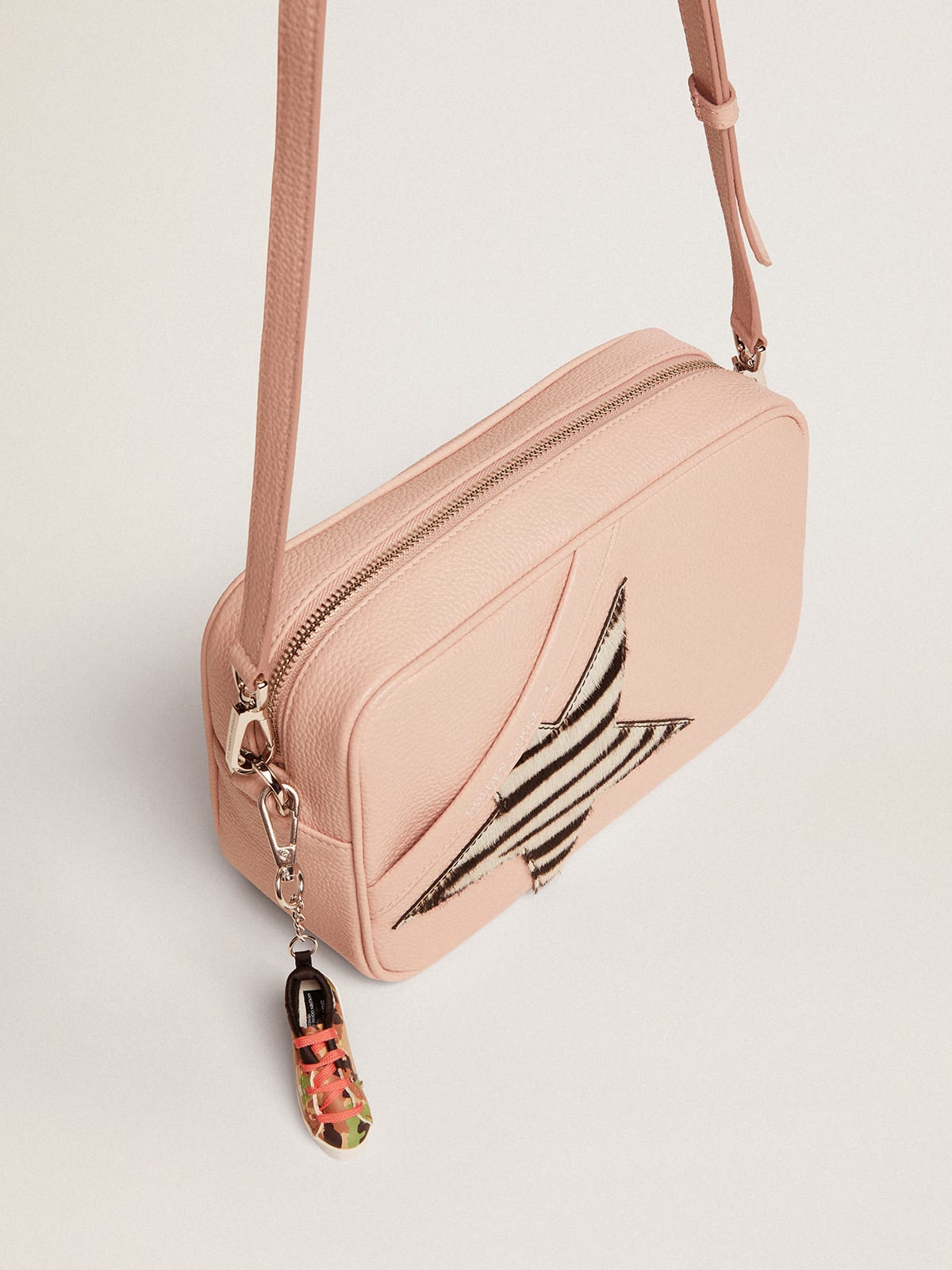 Golden Goose - Women's Star Bag in pink leather with zebra print pony skin star in 