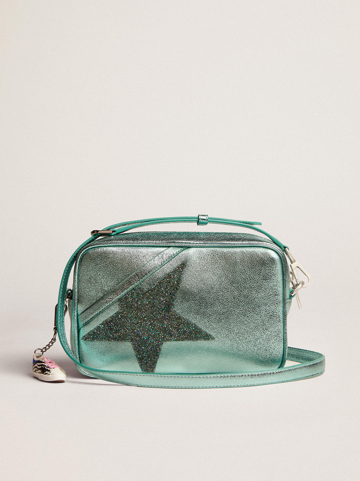 Golden Goose - Star Bag femme en cuir turquoise avec étoile en cristaux Swarovski in 