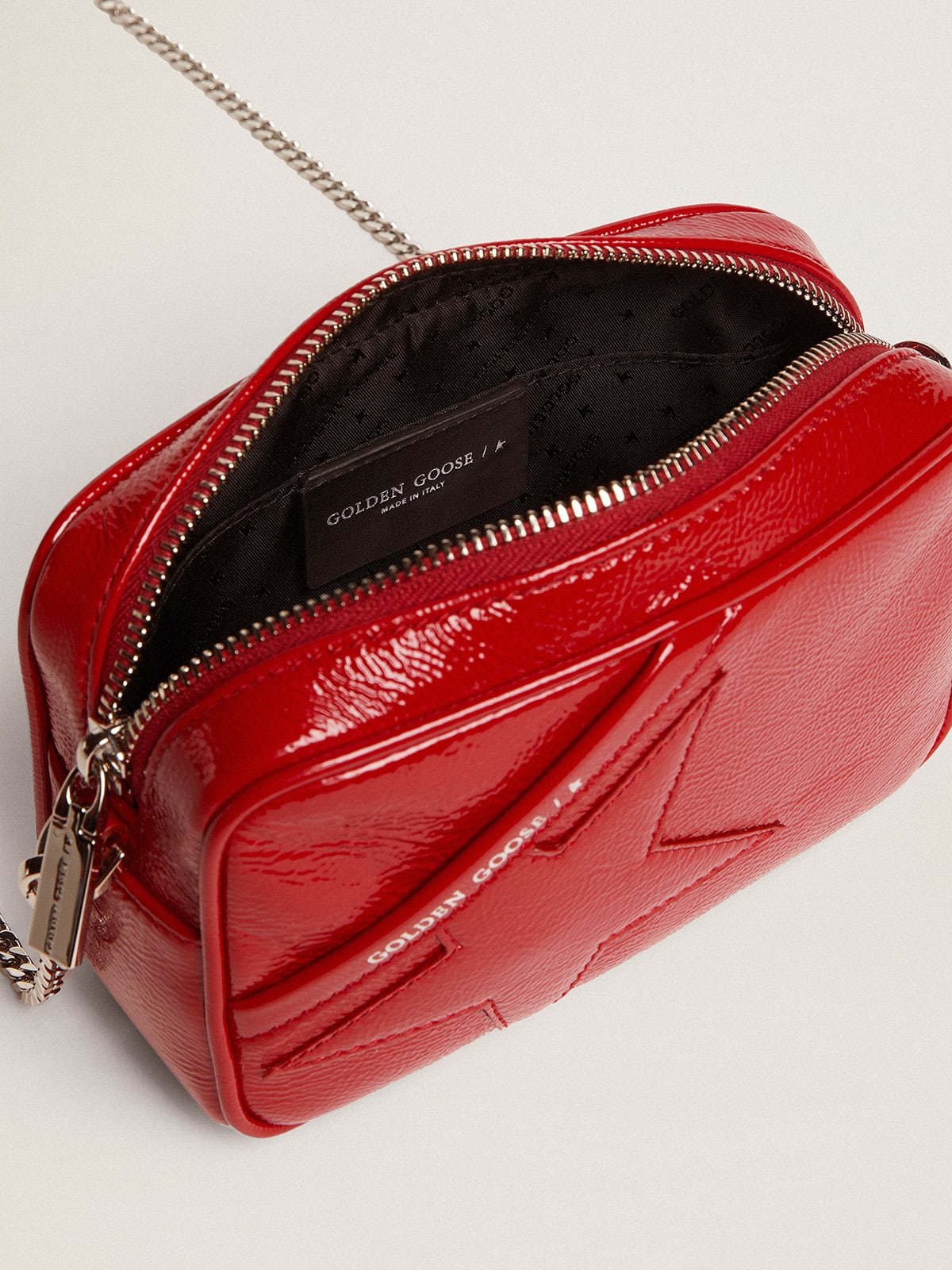 Golden Goose - Mini Star Bag in red patent leather with tone-on-tone star in 