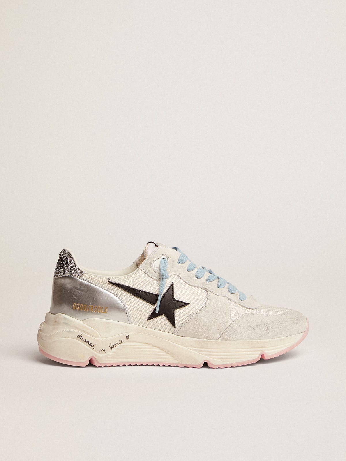 Women\'s Running Sole LTD in white mesh and suede and black star | Golden  Goose