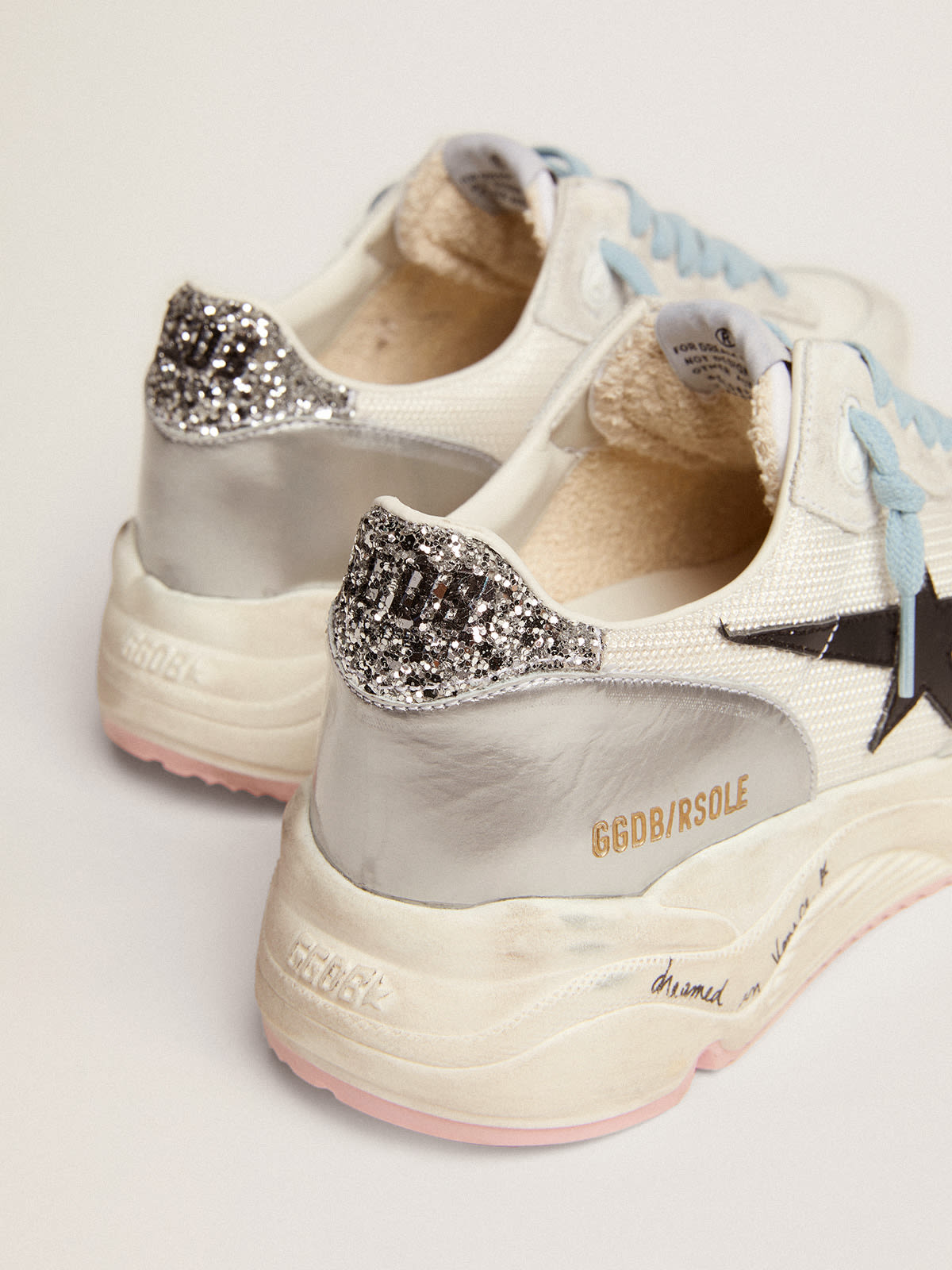 Women\'s Running Sole LTD in white mesh and suede and black star | Golden  Goose