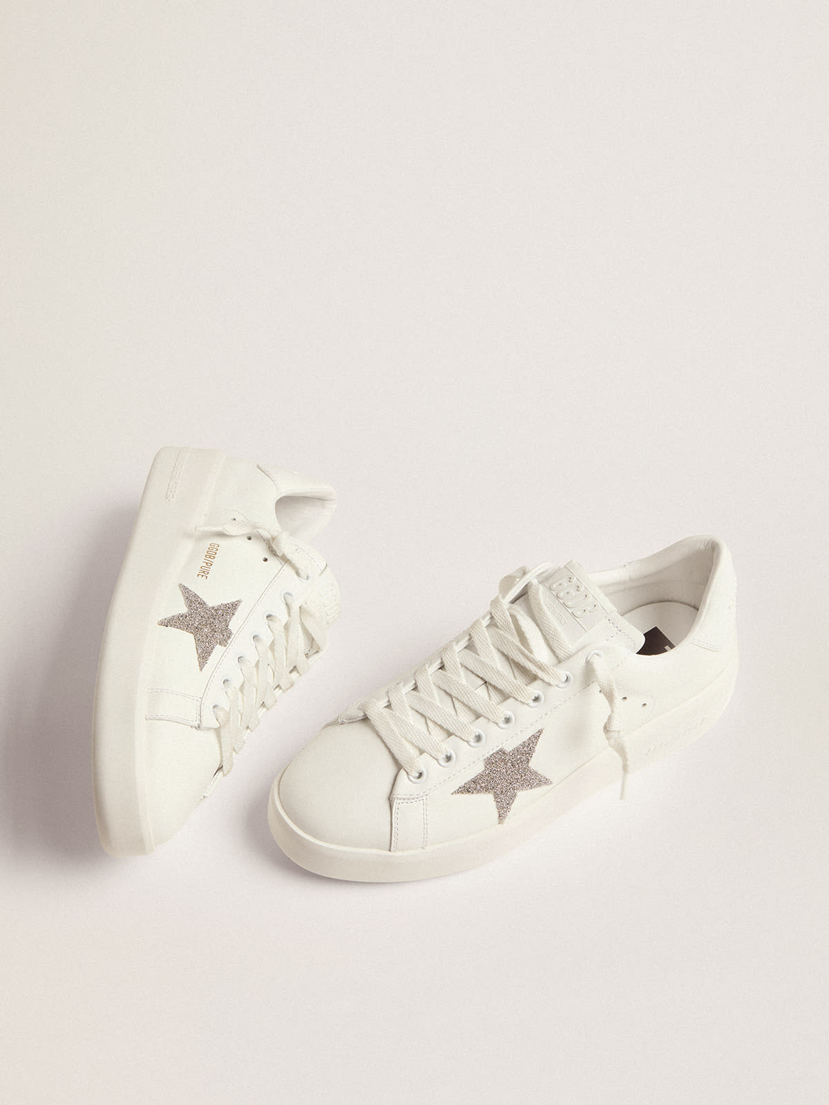 Women's Purestar in white leather with silver crystal star