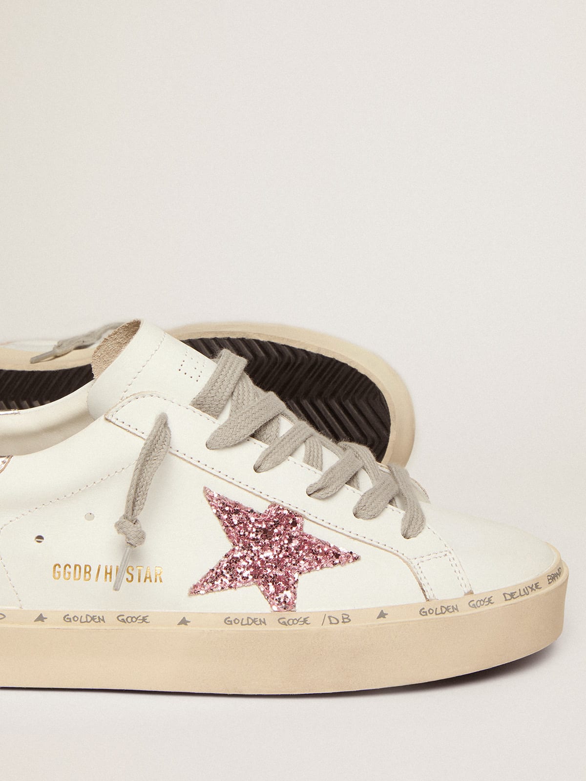 GOLDEN GOOSE Hi Star sneakers black leather-silver star-silver heel tab-