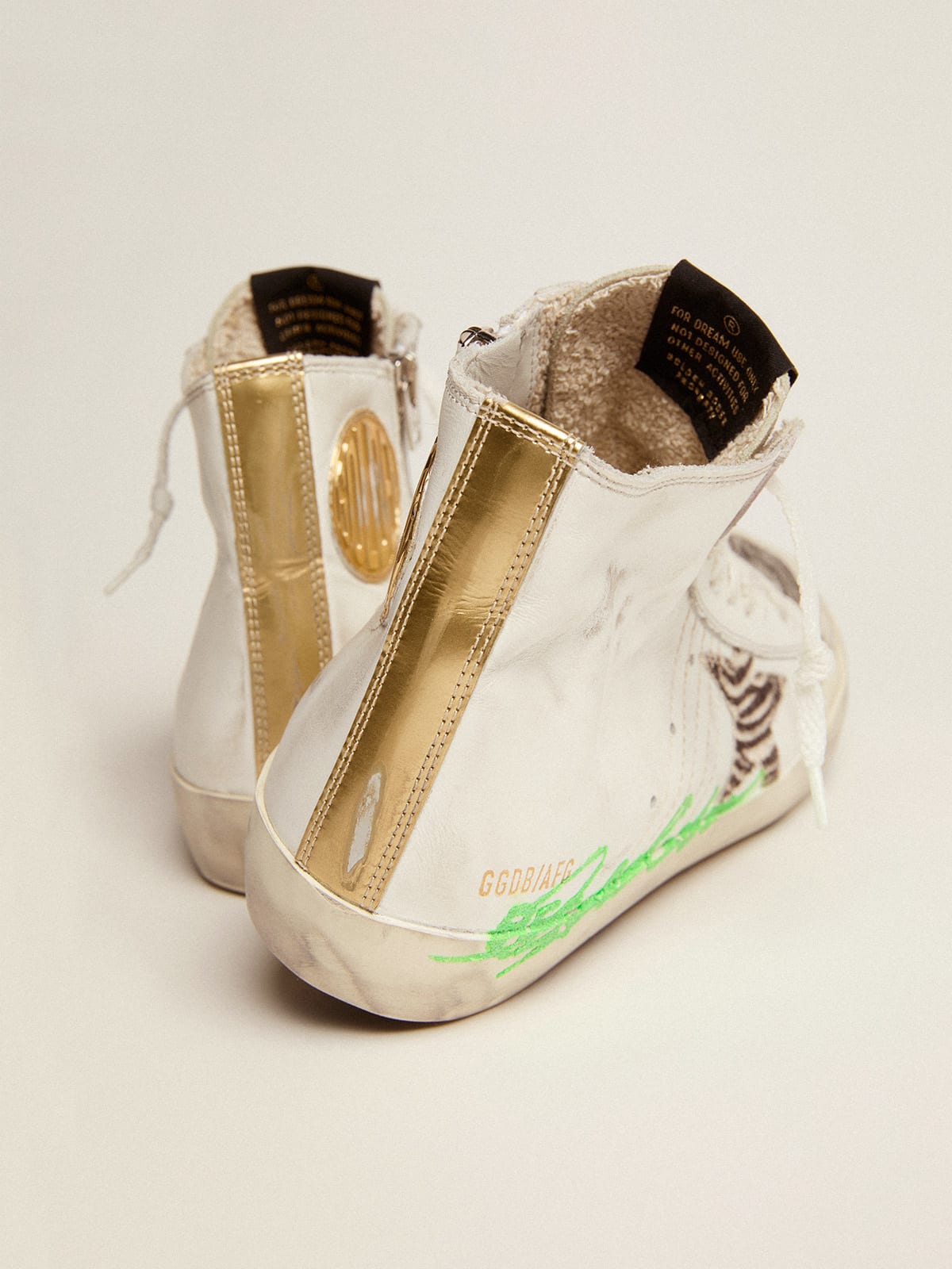 Golden Goose - Zapatillas deportivas Francy Penstar LTD con estrella y puntera de piel efecto potro con motivo cebra y refuerzo del talón de piel dorada in 