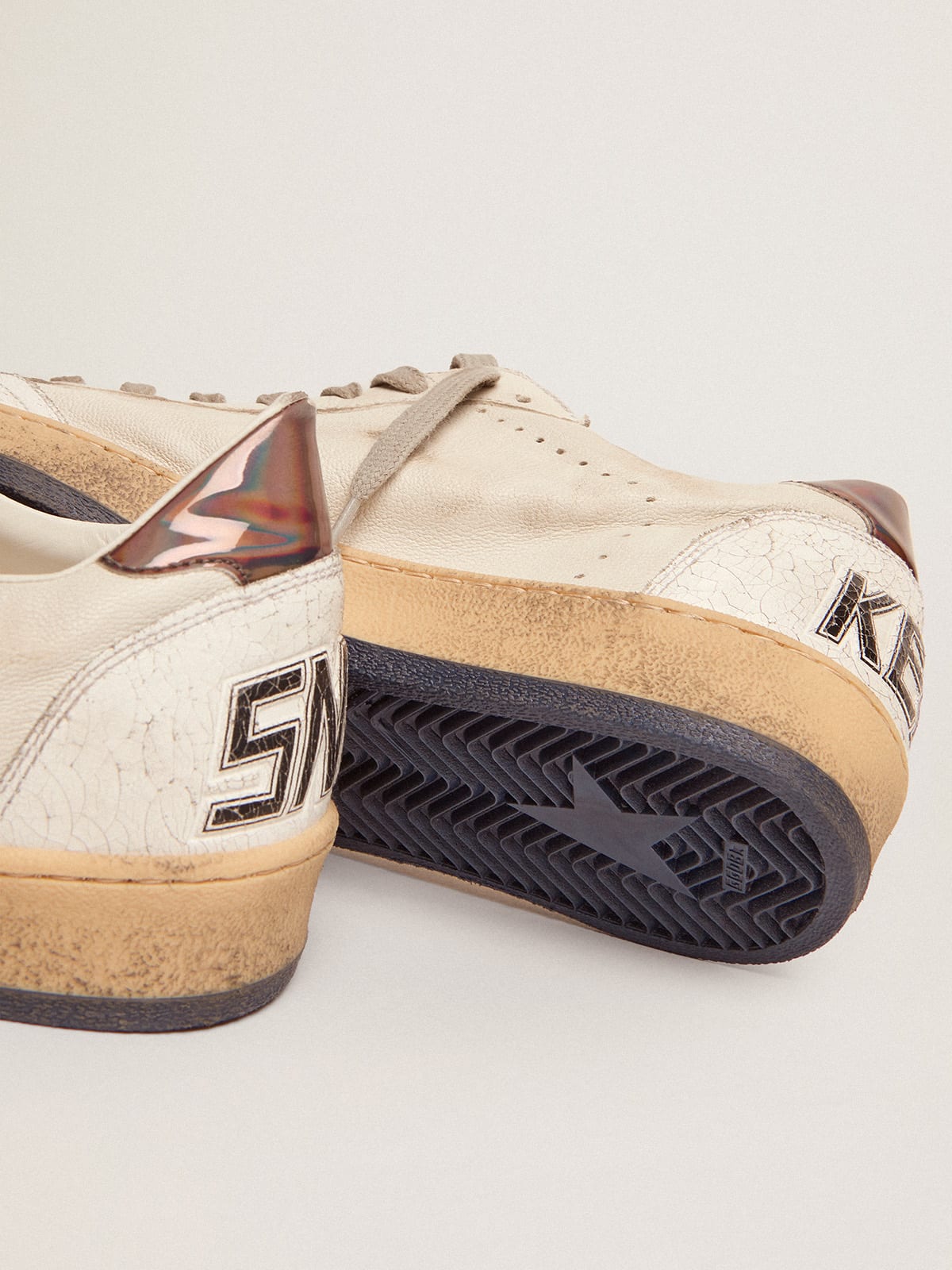 Golden Goose - Ball Star sneakers in nappa leather with holographic inserts and lettering on the sole in 
