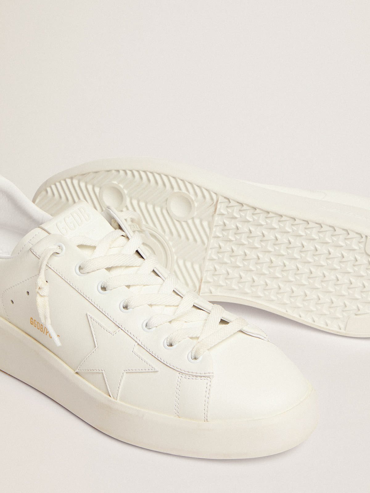 Golden Goose - Men's Purestar in white leather with tone-on-tone star in 