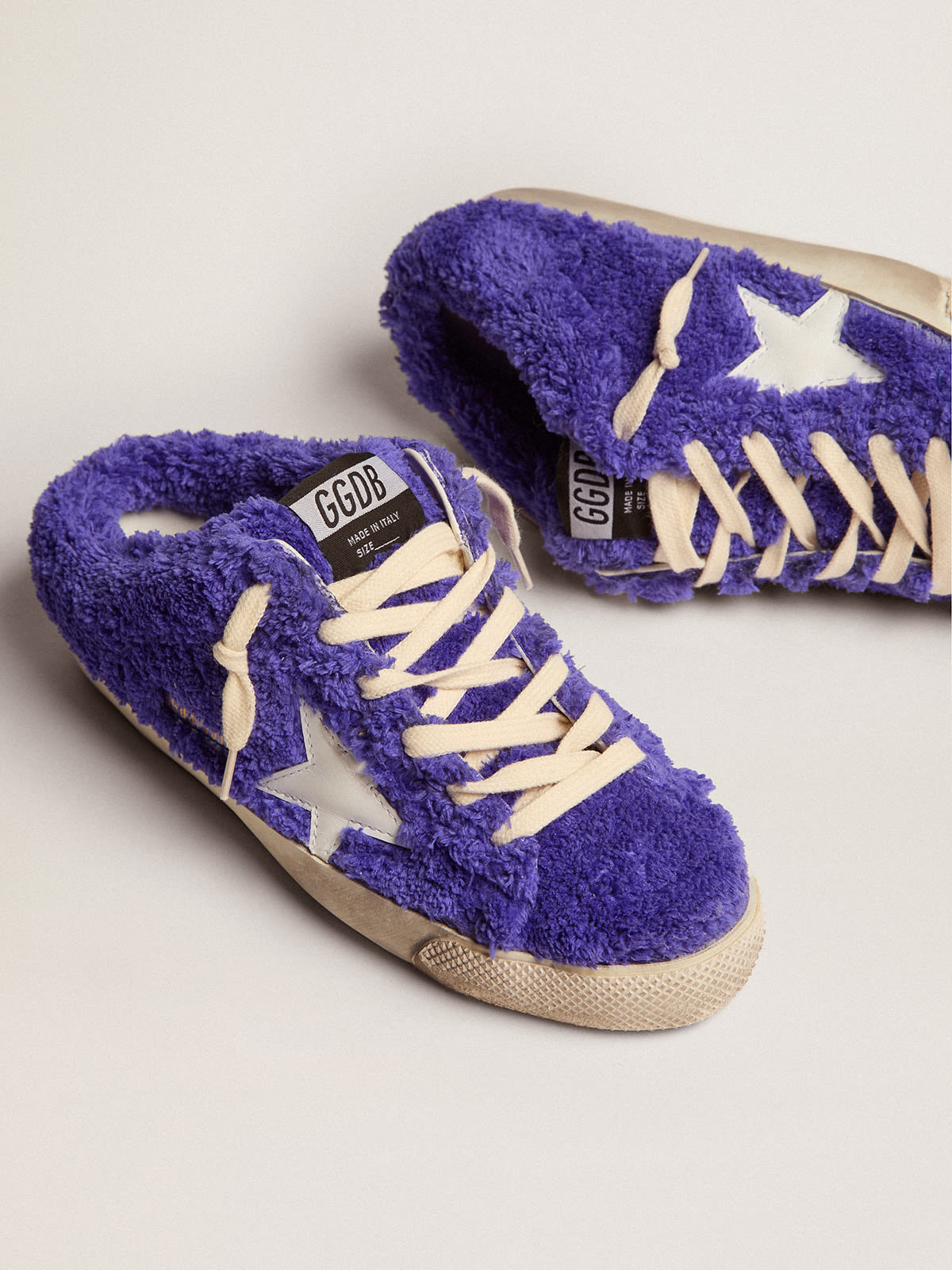 Golden Goose - Super-Star sabots in royal blue terry with white leather star in 