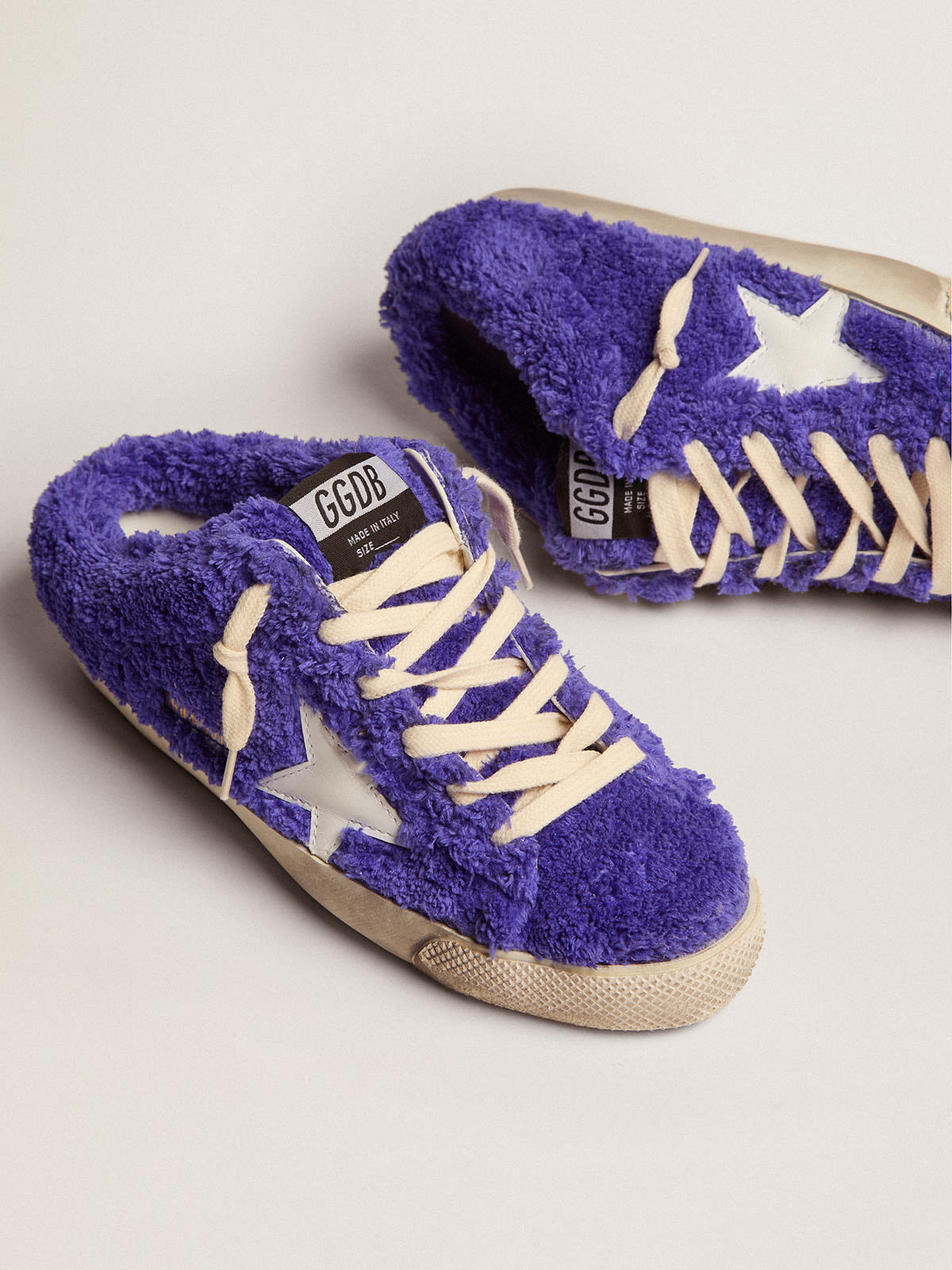 Golden Goose - Women's Super-Star Sabot in royal blue terry with white star in 