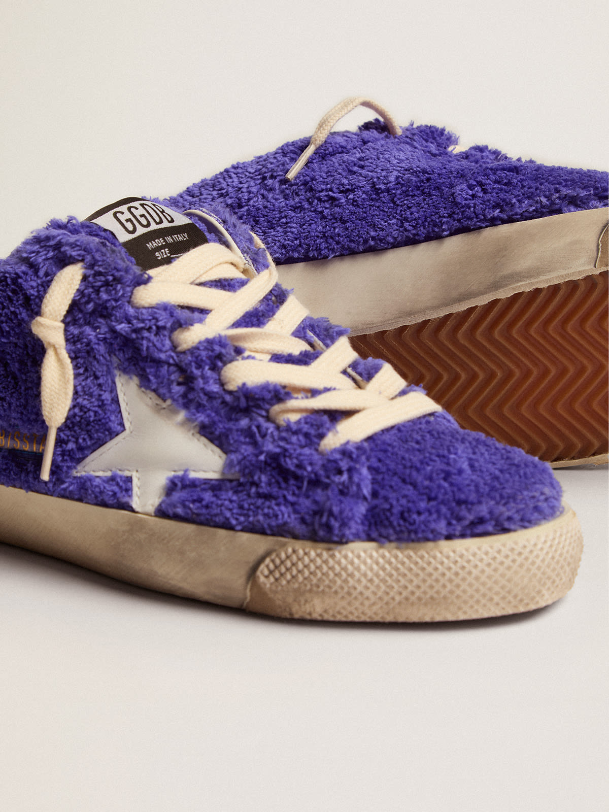 Golden Goose - Women's Super-Star Sabot in royal blue terry with white star in 
