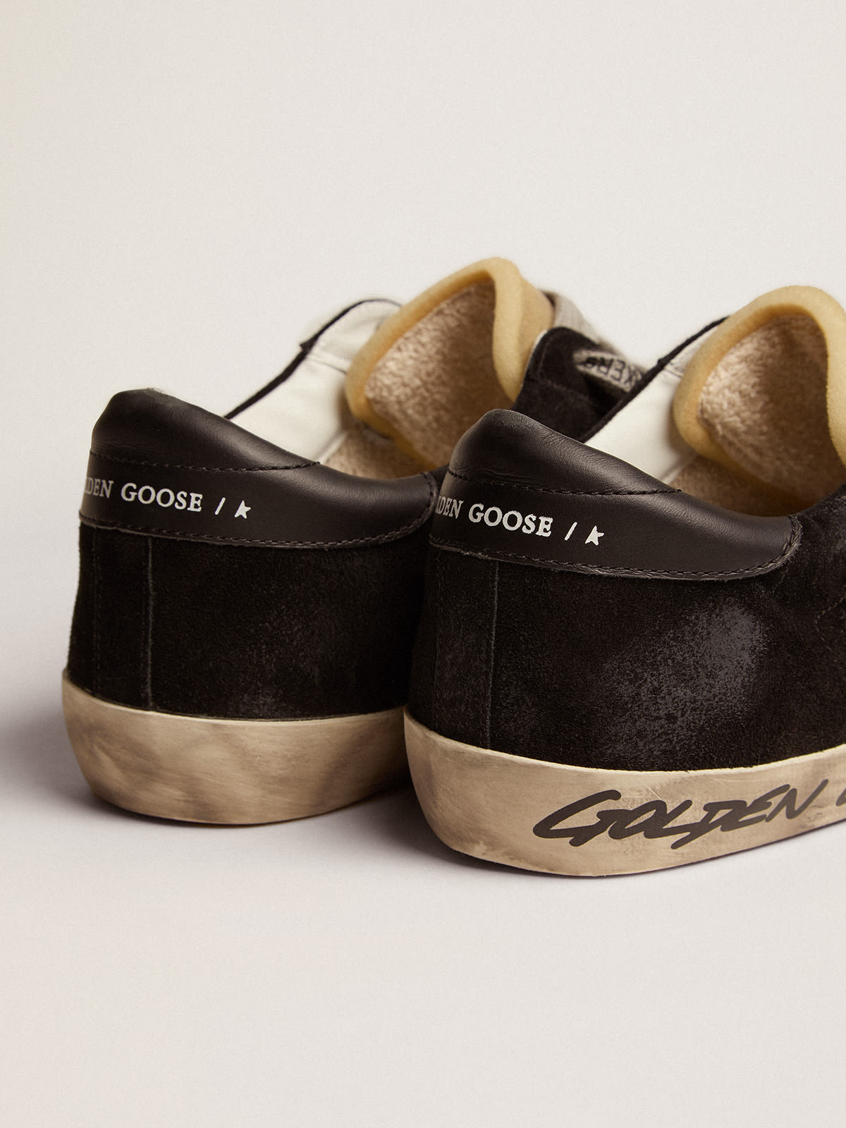 Golden Goose - Men's Super-Star in black suede with silver laminated leather star in 