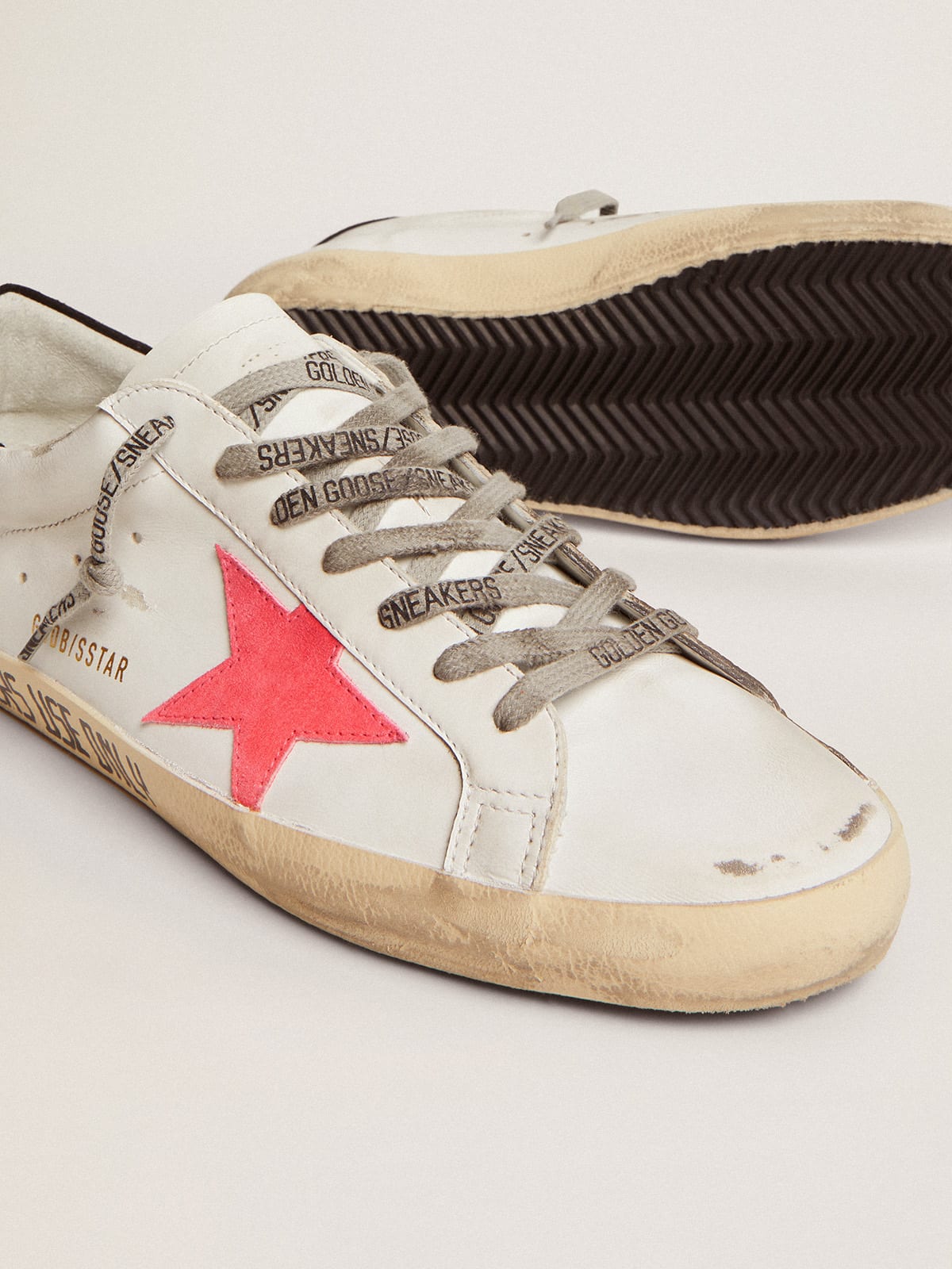 Golden Goose - Super-Star sneakers with lobster-colored suede star and black heel tab in 