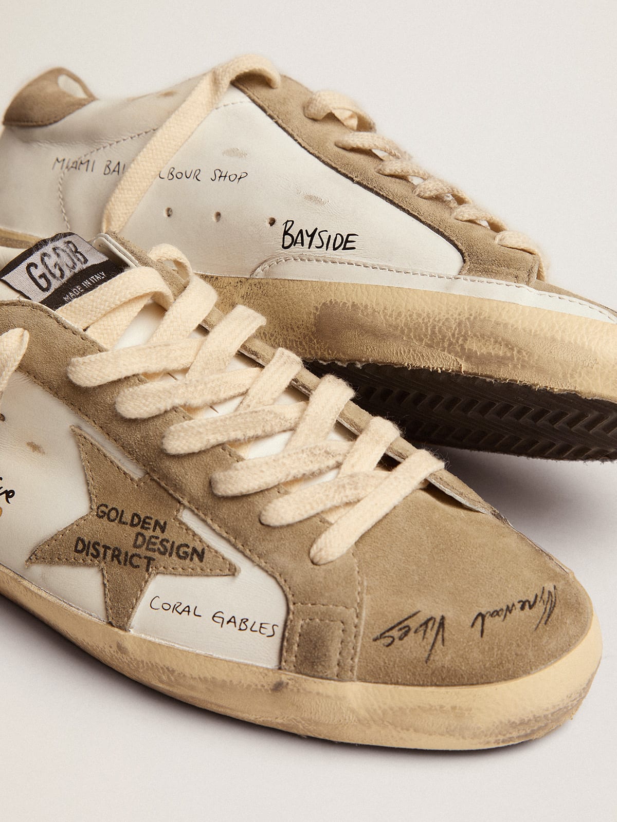 Golden Goose - Men's Super-Star in white leather with dove gray suede inserts in 