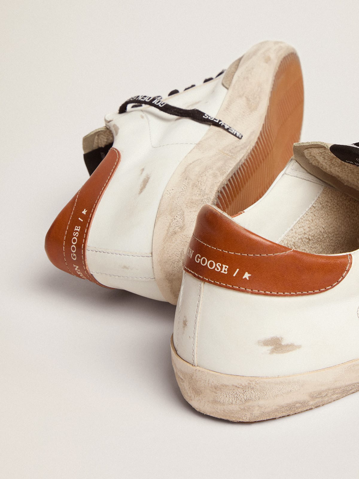 Golden Goose - Super-Star LTD sneakers with olive-green canvas star and tan leather heel tab in 